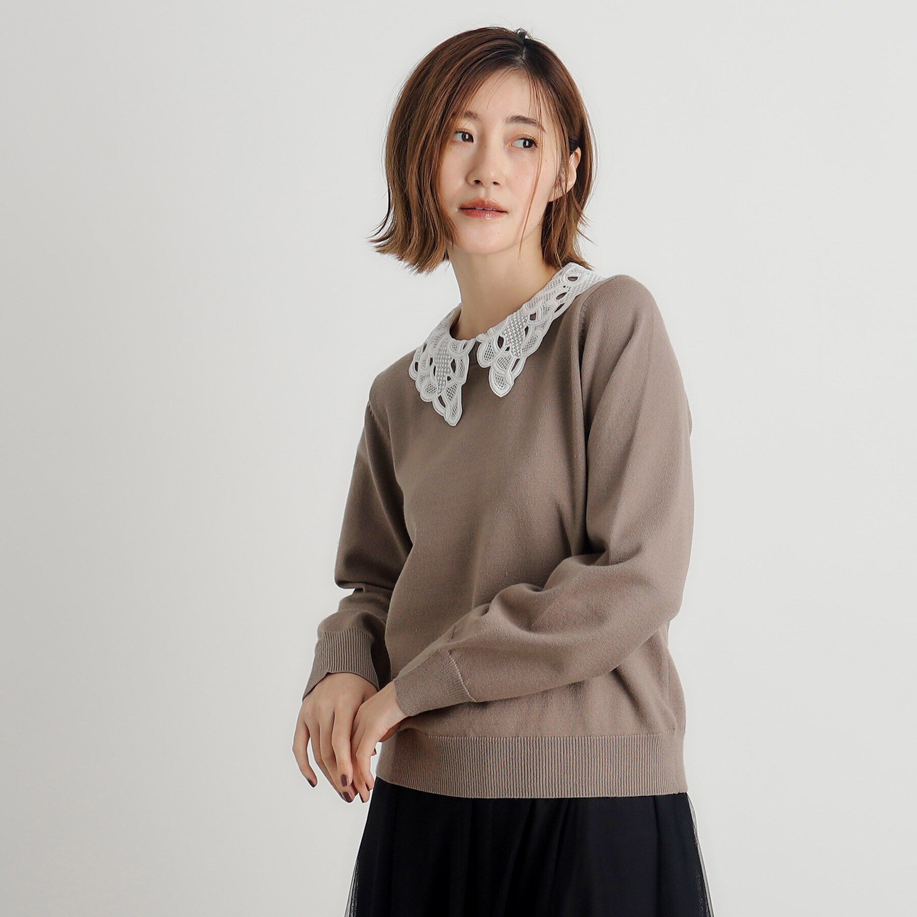 grove「取り外し衿付きニットプルオーバー」|ニット・セーター|