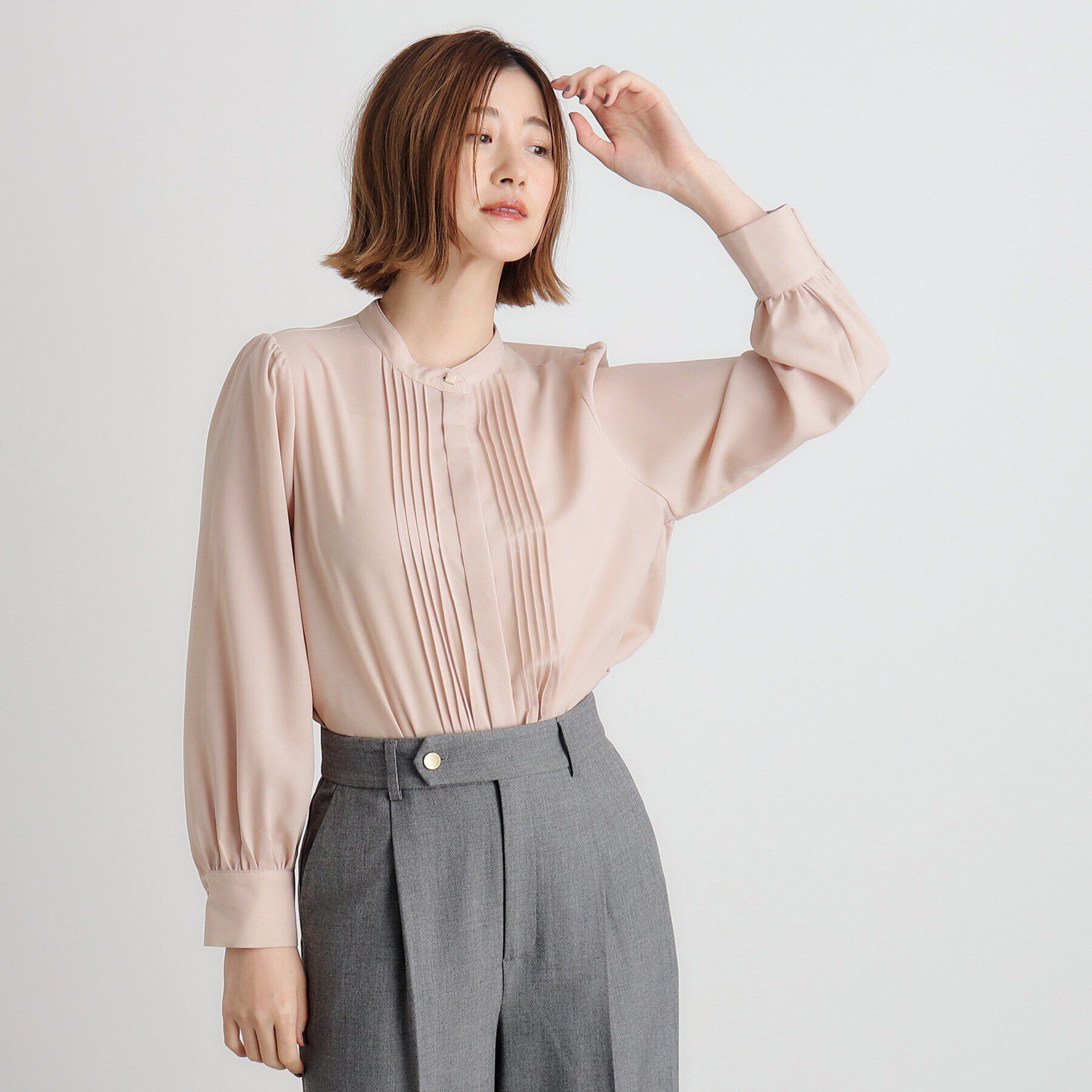 grove「ピンタックギャザースリーブブラウス」|シャツ・ブラウス|ピンクベージュ(05