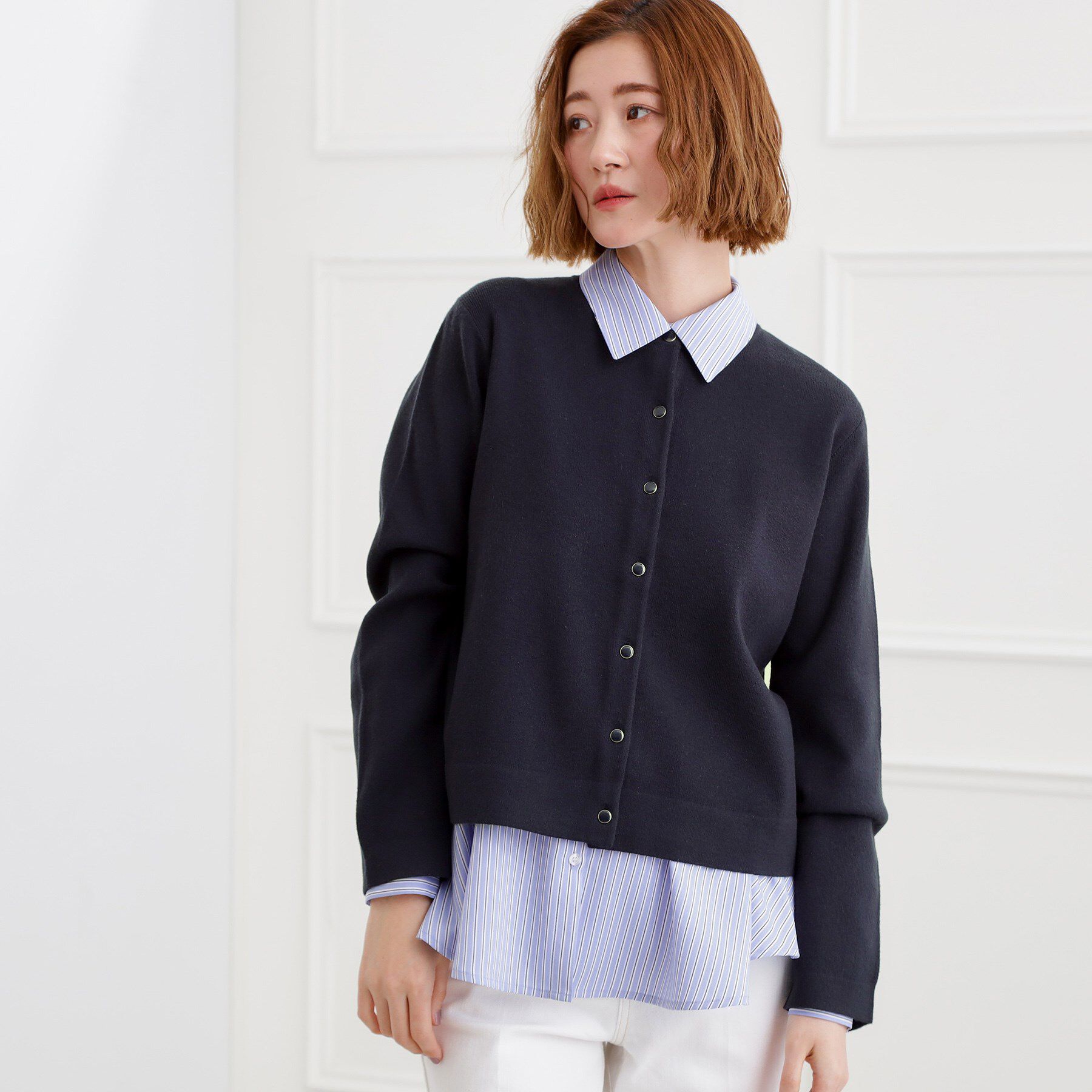 grove「【洗える】毛玉軽減クルーネックカーディガン」|カーディガン|ネイビー(094)