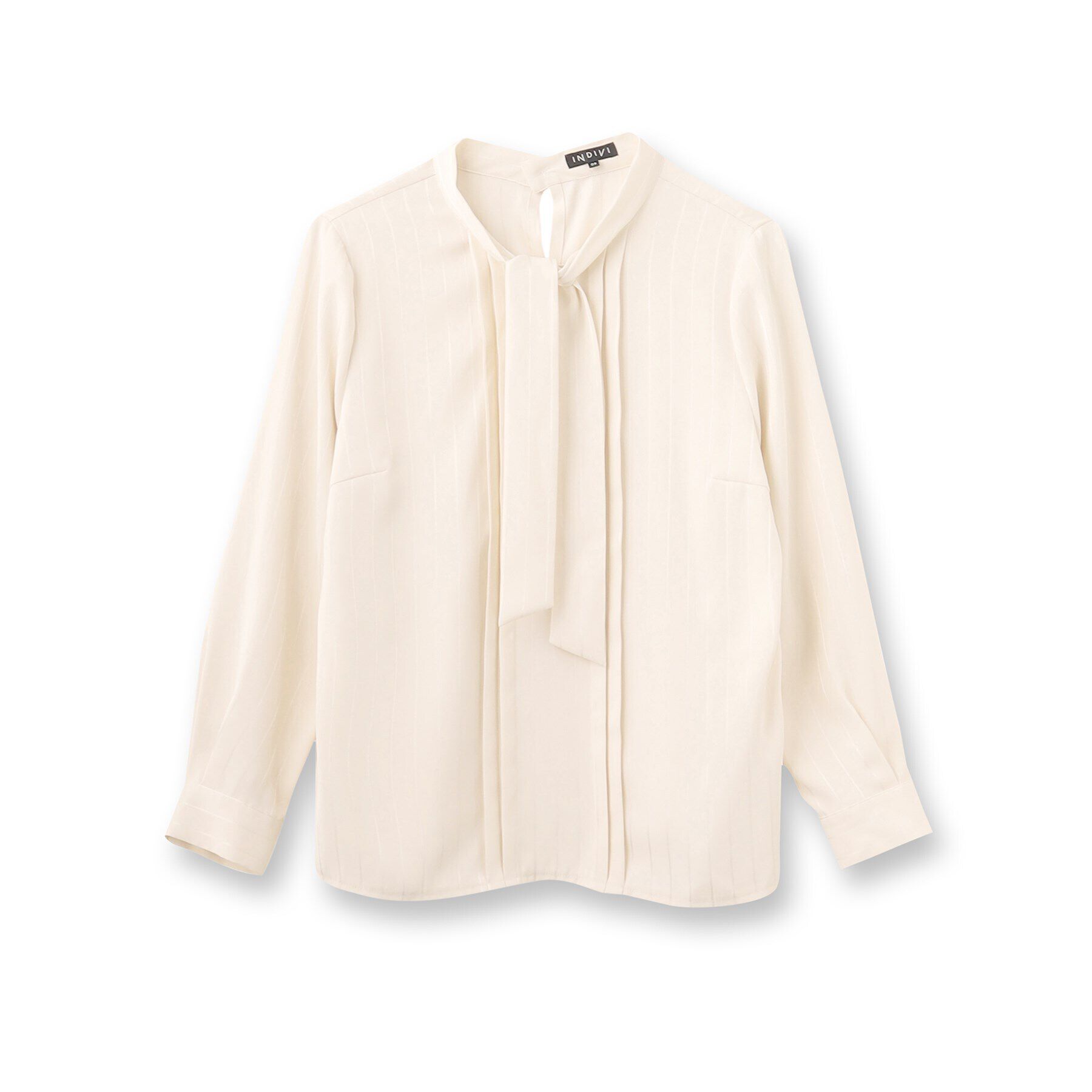 INDIVI「【洗える】シアーストライプ柄ボウタイブラウス」|シャツ・ブラウス|
