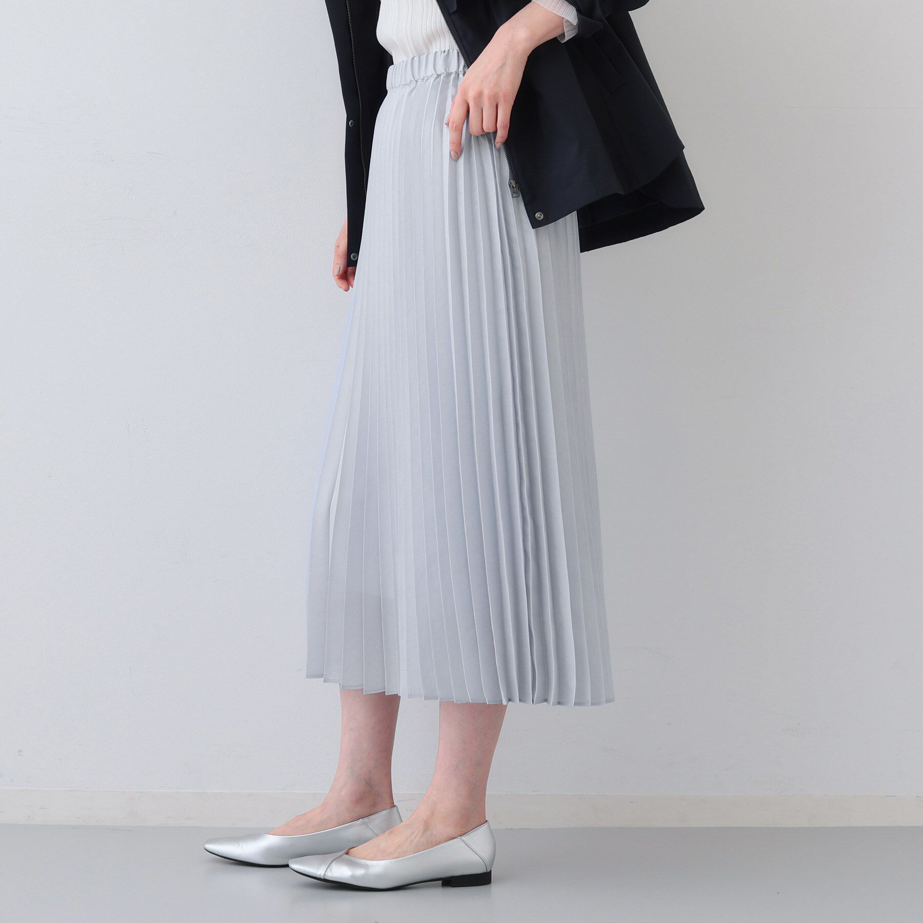 INDIVI「【洗える／ウエストゴム】アコーディオン調プリーツスカート」|スカート|