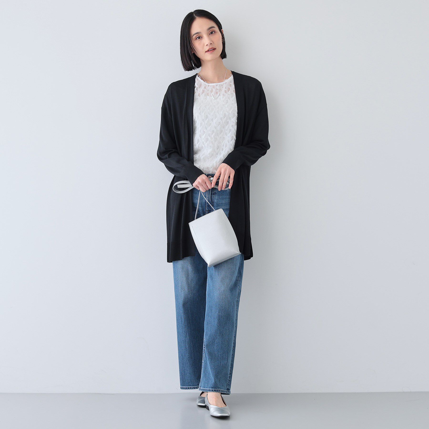 INDIVI「【洗える／肌触り◎】ミニマムデザイン ニットカーディガン」|カーディガン|