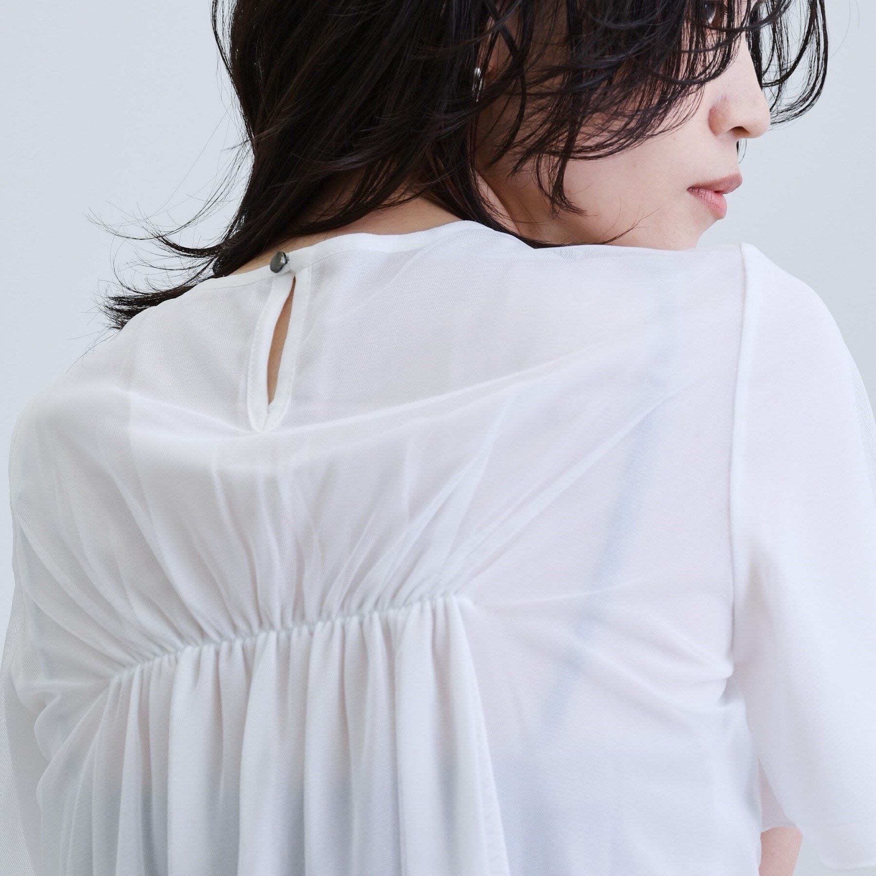 GALLEST「メッシュギャザーTシャツ」|Tシャツ・カットソー|