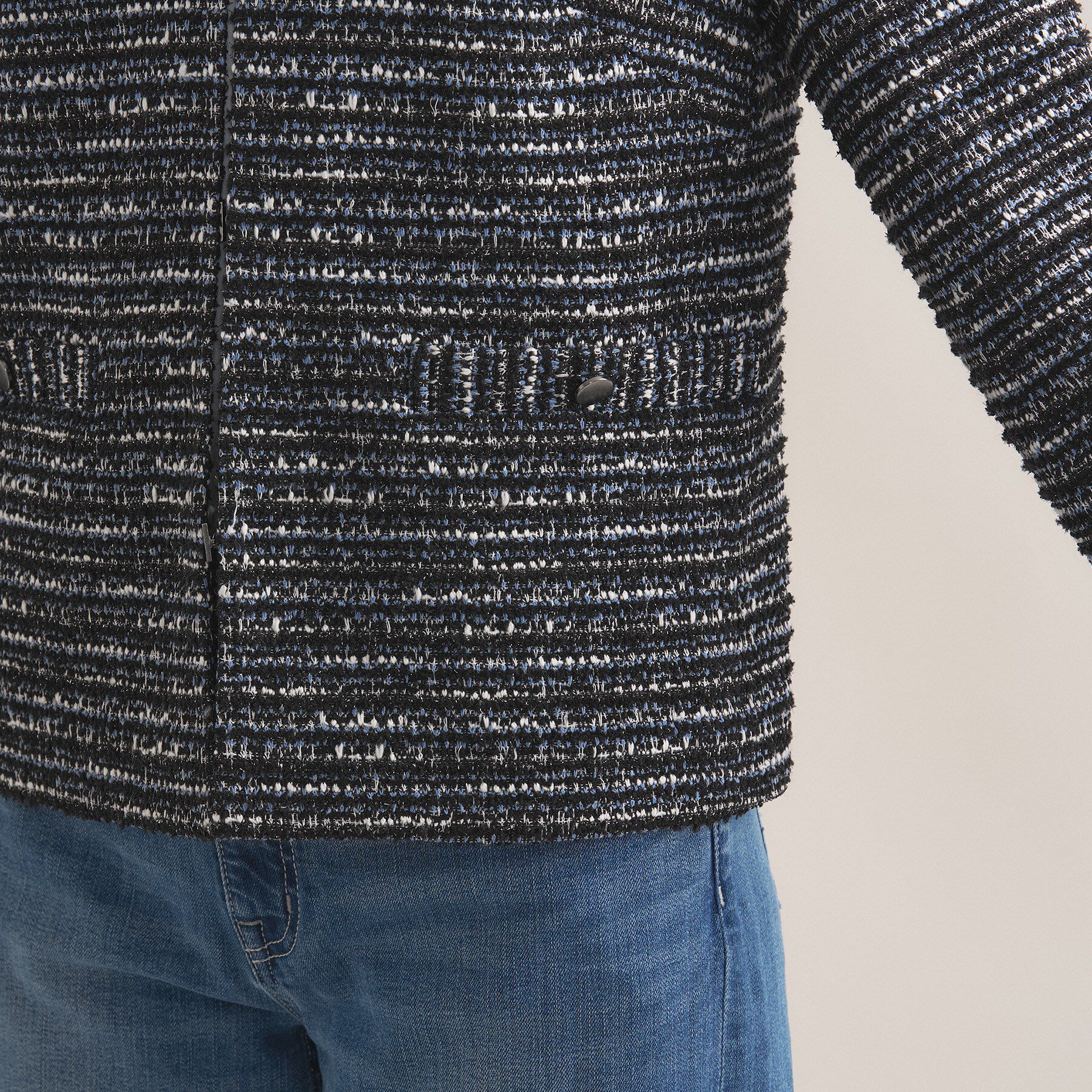 INDIVI「【セレモニー／洗える】ミックスツイードライトジャケット」|ノーカラージャケット|