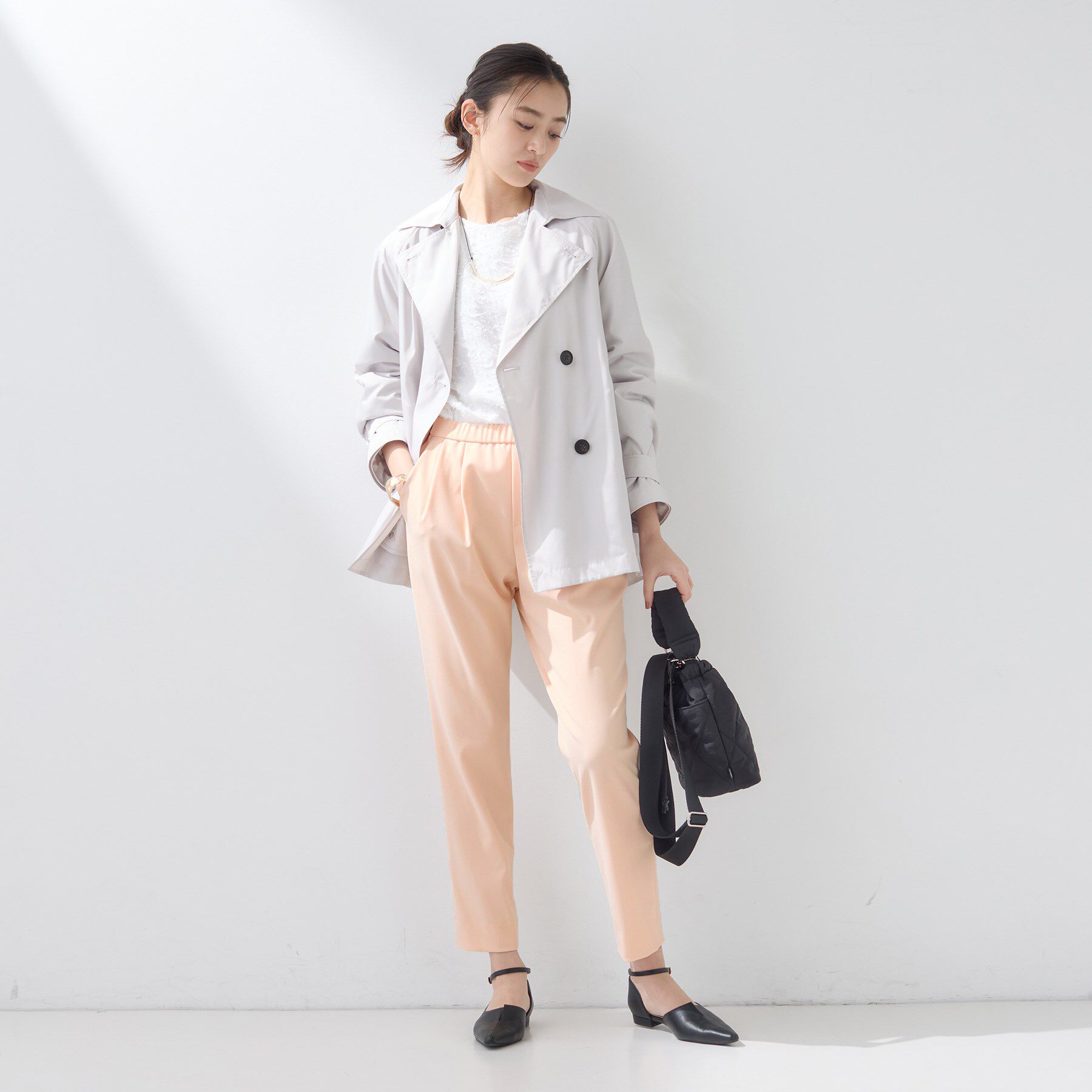 INDIVI「【褒められパンツ／高ストレッチ】タックテーパードパンツ」|その他|