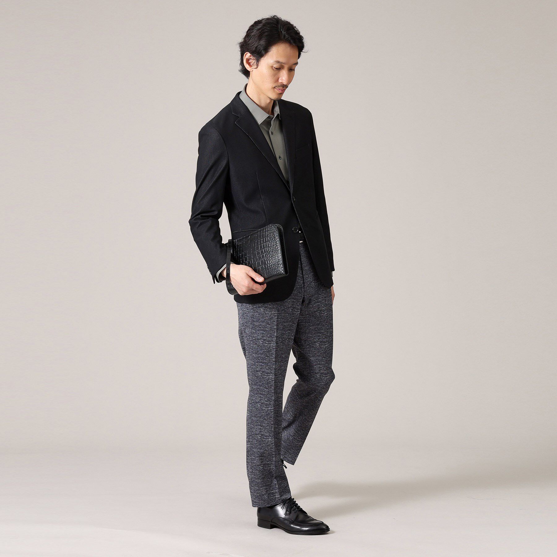 TAKEO KIKUCHI「【冠婚葬祭】ブラックレザー クラッチバッグ」|クラッチバッグ|