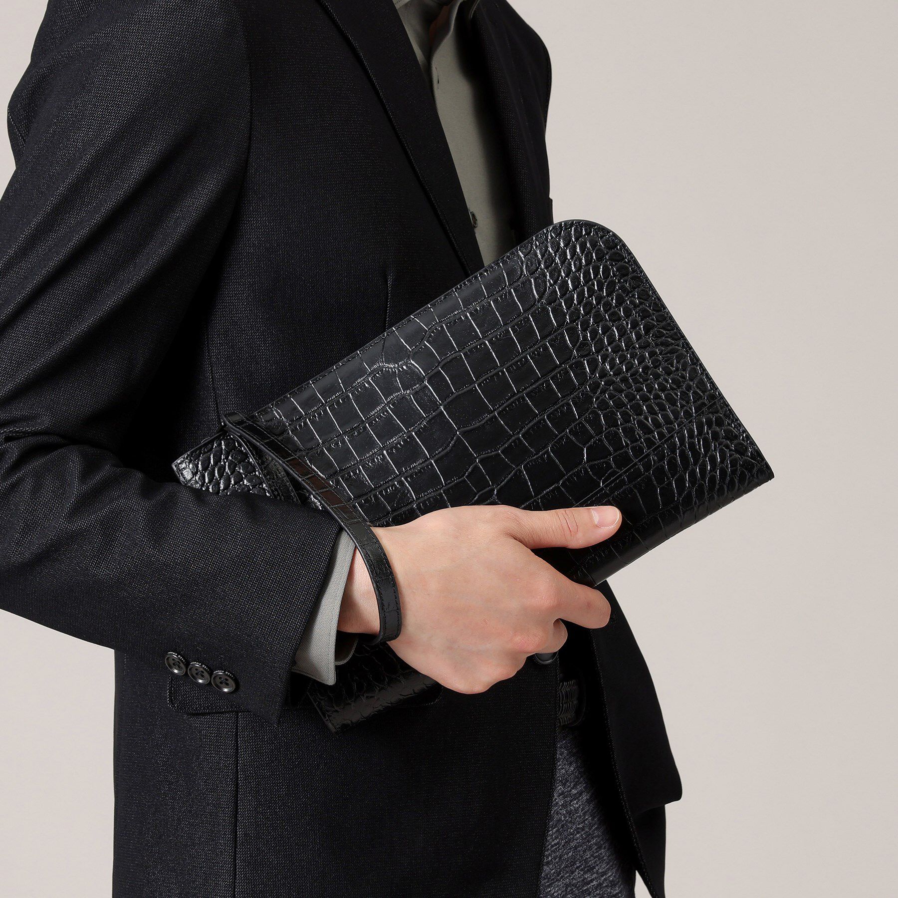 TAKEO KIKUCHI「【冠婚葬祭】ブラックレザー クラッチバッグ」|クラッチバッグ|
