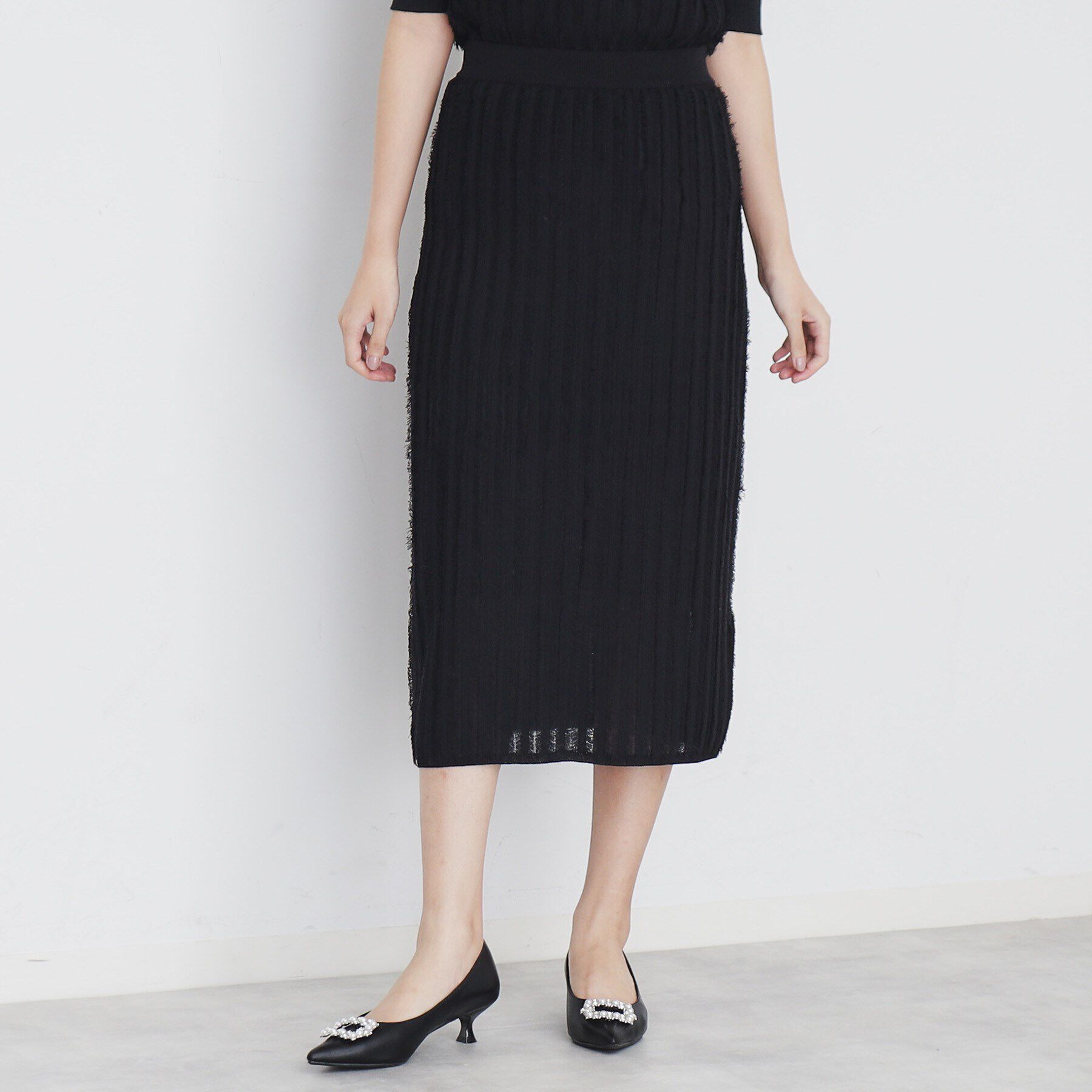 index「カットフリンジニットタイトスカート/セットアップ対応【洗濯機洗い可】」|スカート|