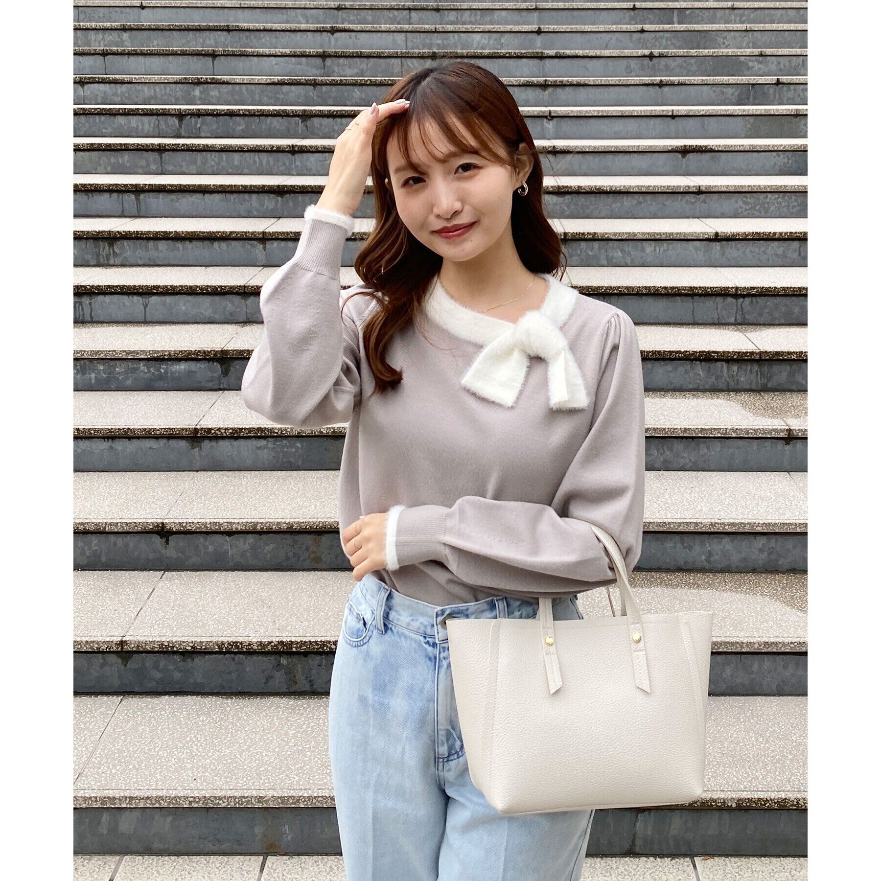 index「《6color/XS-LLsize》リボン取り外し2WAY フェザーリボンニット【洗濯機洗い可】」|ニット・セーター|