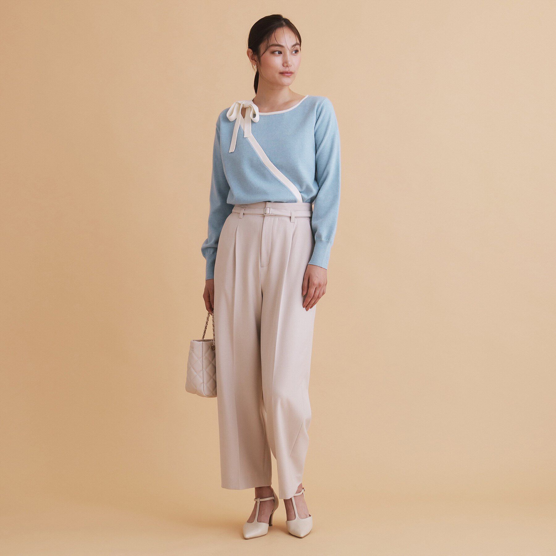 index「アシメリボンカシュクールニット【洗濯機洗い可】」|ニット・セーター|