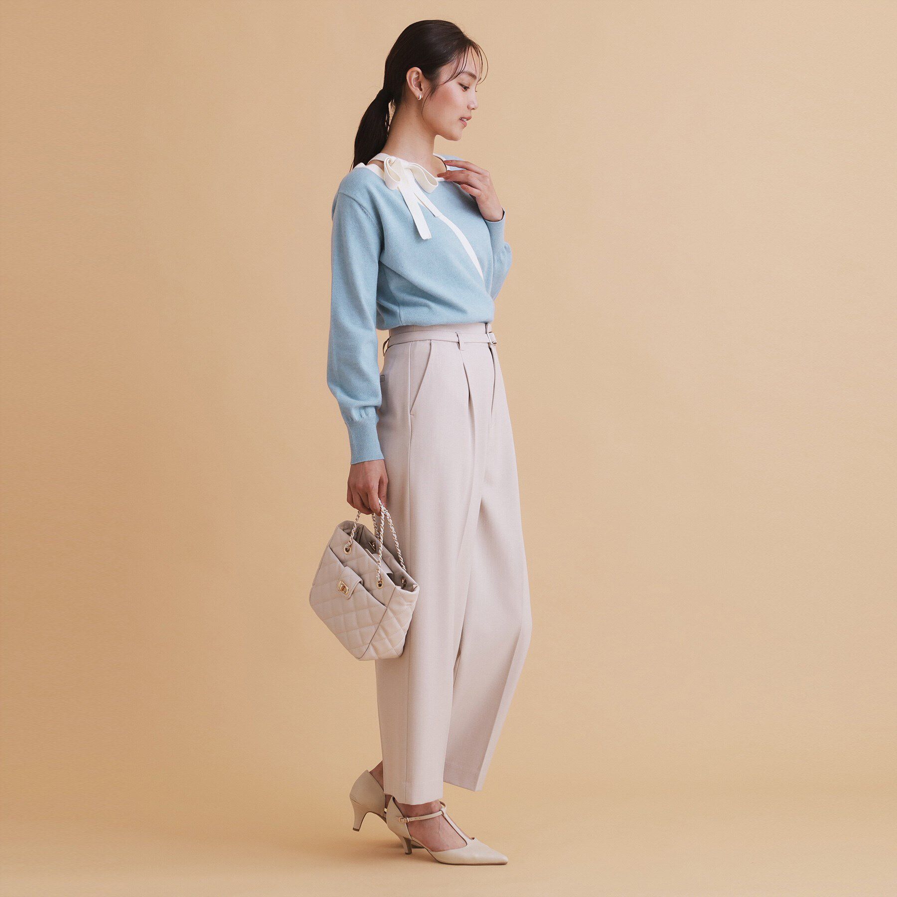 index「アシメリボンカシュクールニット【洗濯機洗い可】」|ニット・セーター|