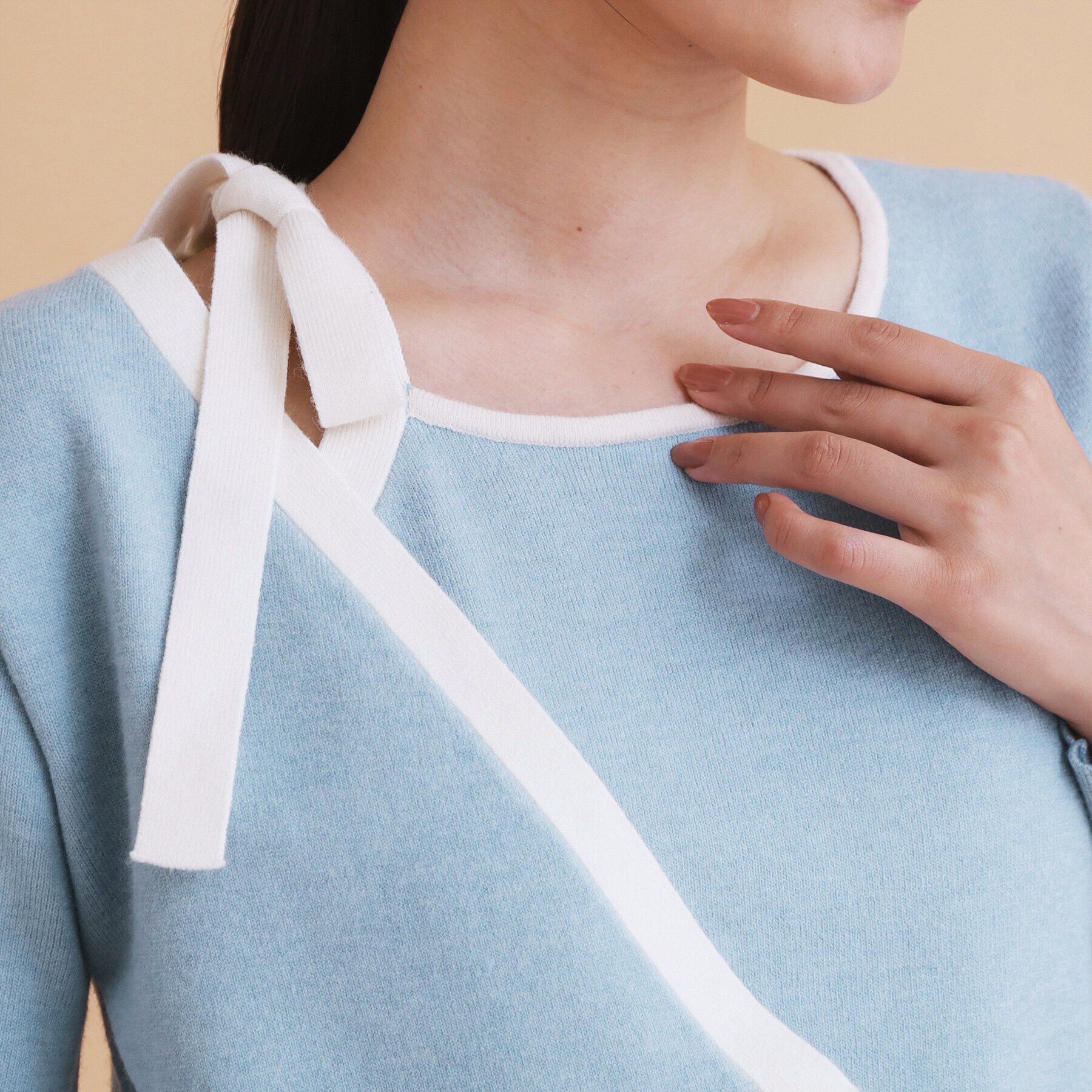 index「アシメリボンカシュクールニット【洗濯機洗い可】」|ニット・セーター|