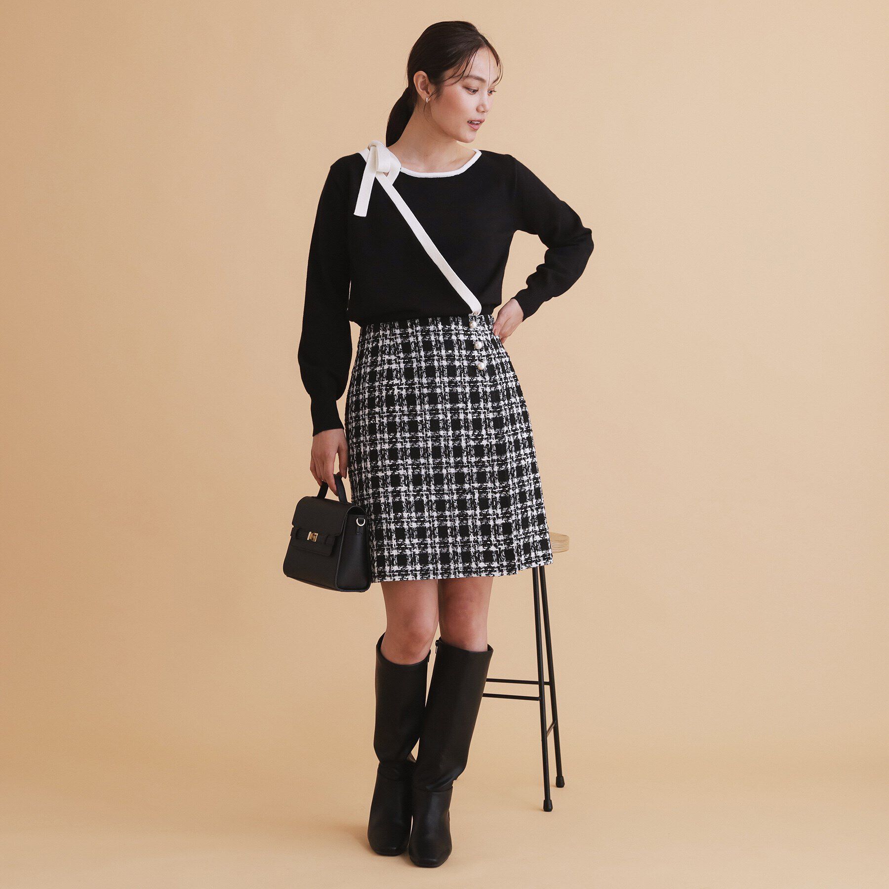 index「アシメリボンカシュクールニット【洗濯機洗い可】」|ニット・セーター|