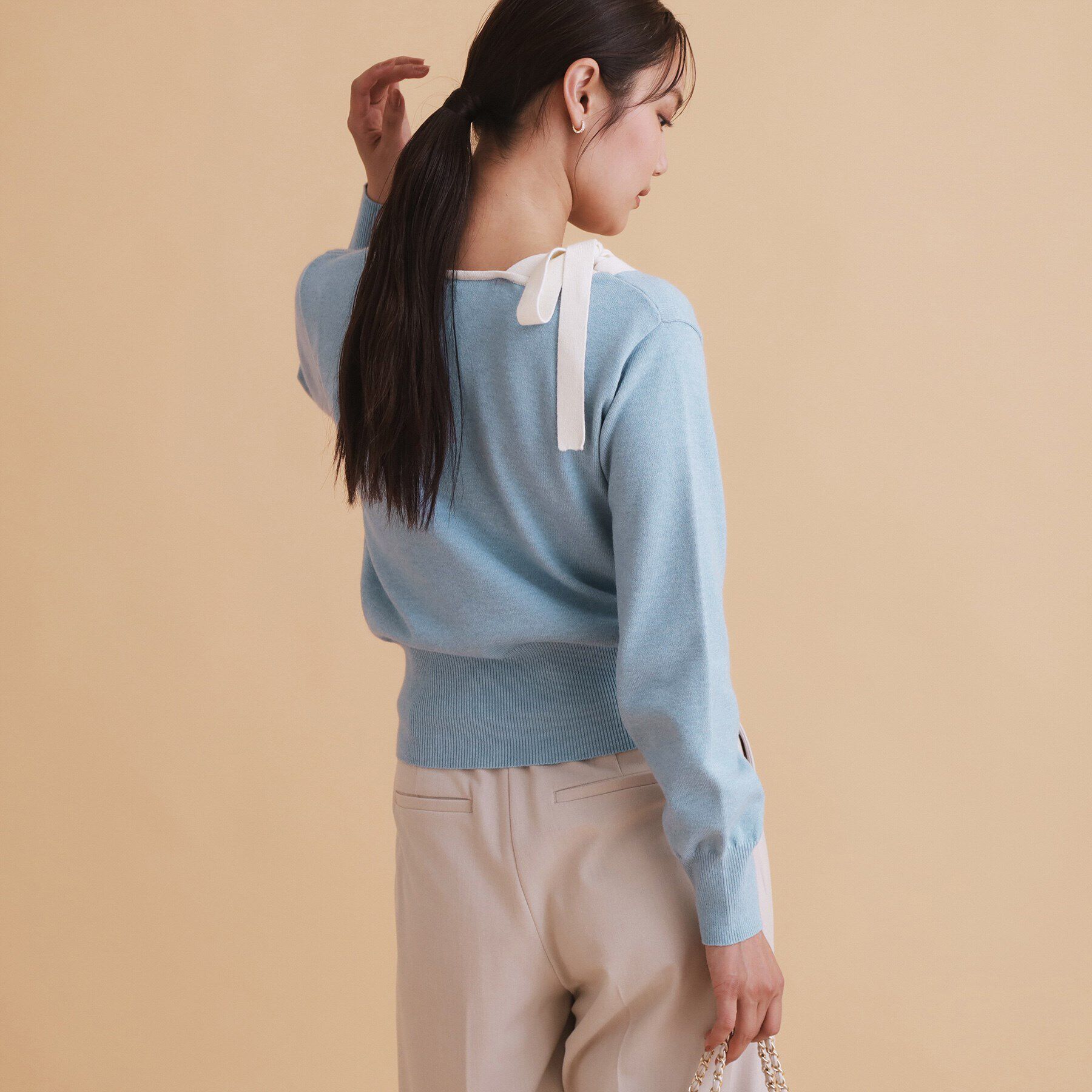 index「アシメリボンカシュクールニット【洗濯機洗い可】」|ニット・セーター|