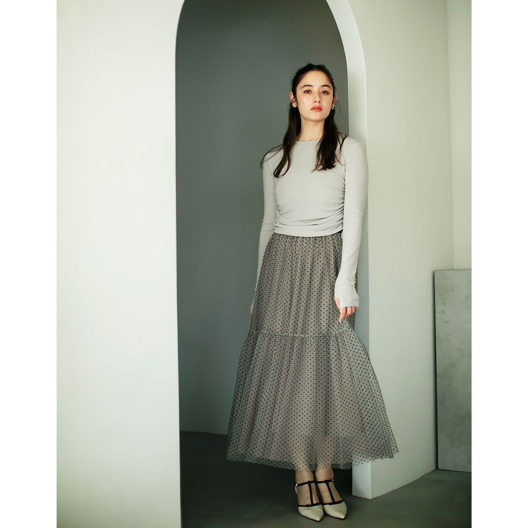 index「ドットチュールティアードスカート【洗濯機洗い可】」|スカート|