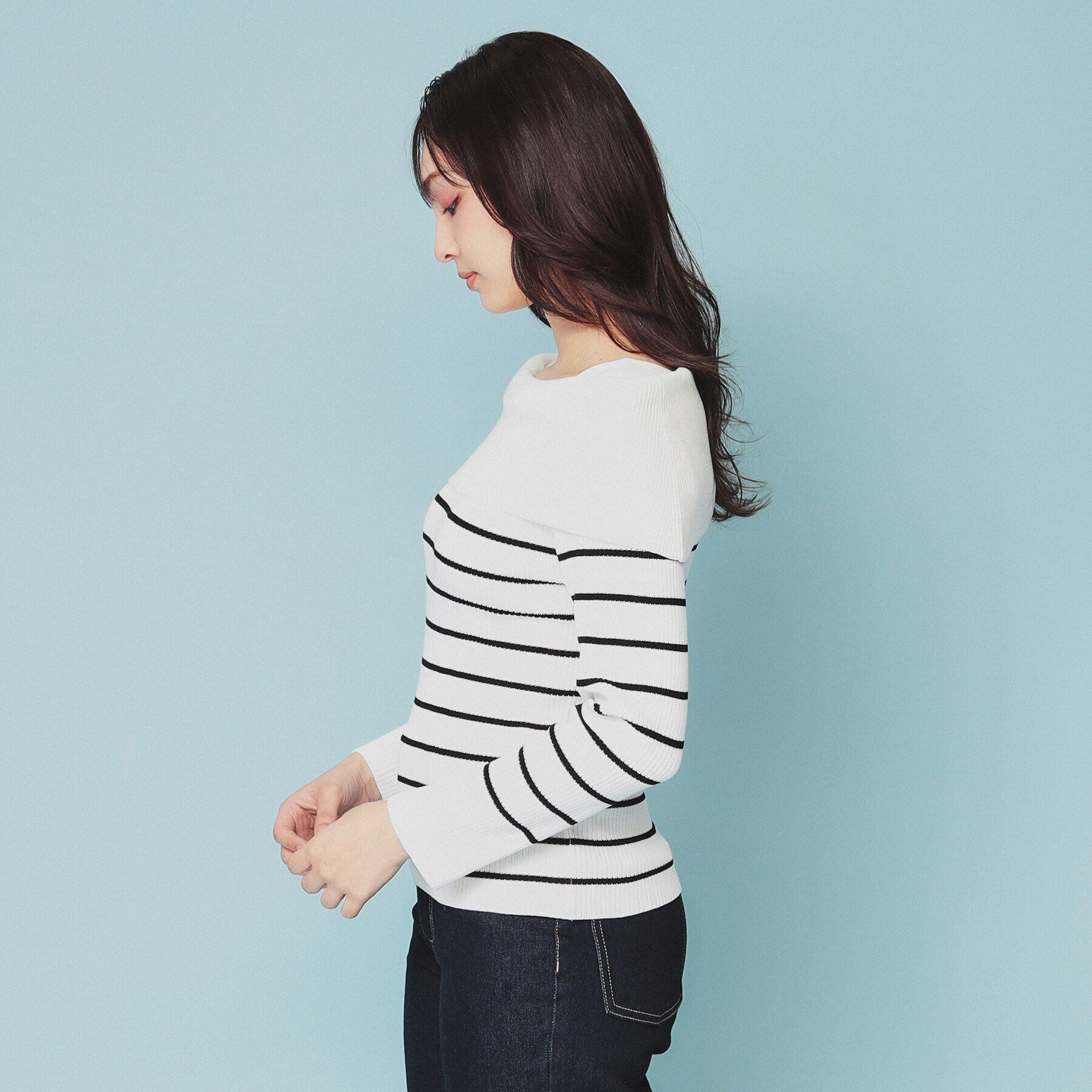 index「《美人百花掲載》オフショルダーリブニット【洗濯機洗い可/抗ピル】」|ニット・セーター|