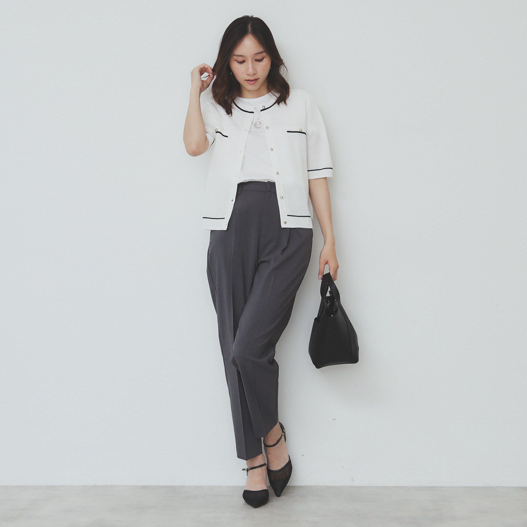 index「バイカラー半袖カーディガン【洗える/抗ピル】」|カーディガン|