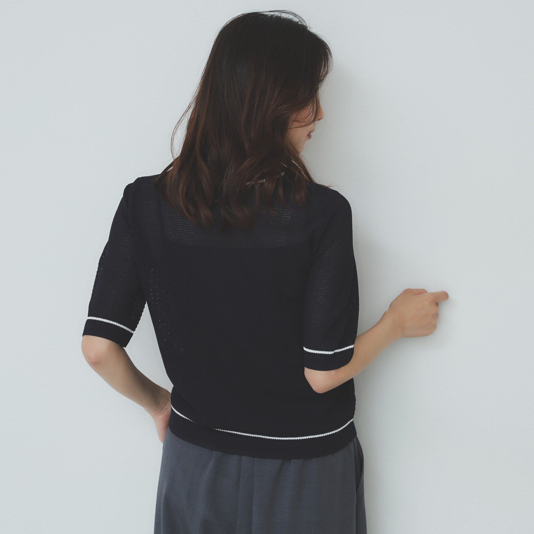 index「バイカラー半袖カーディガン【洗える/抗ピル】」|カーディガン|