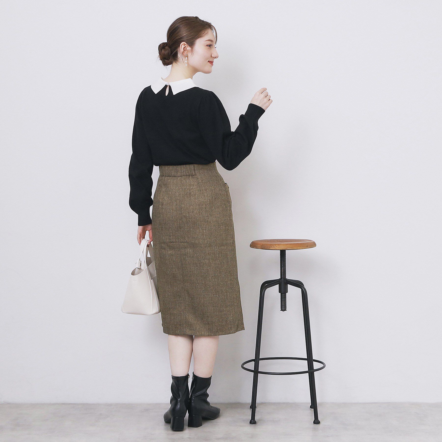 index「ツイード調フロントジップタイトスカート【洗濯機OK/防シワ】」|スカート|