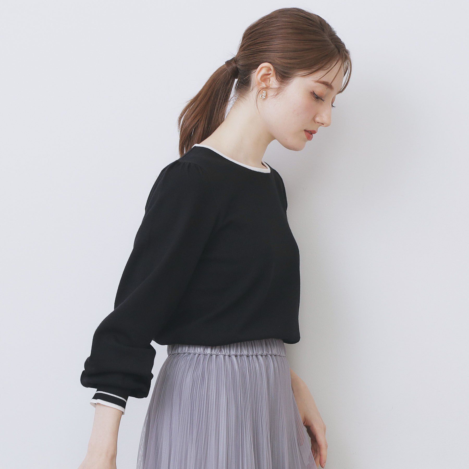 index「バイカラーパフスリーブニット【洗濯機OK】」|ニット・セーター|