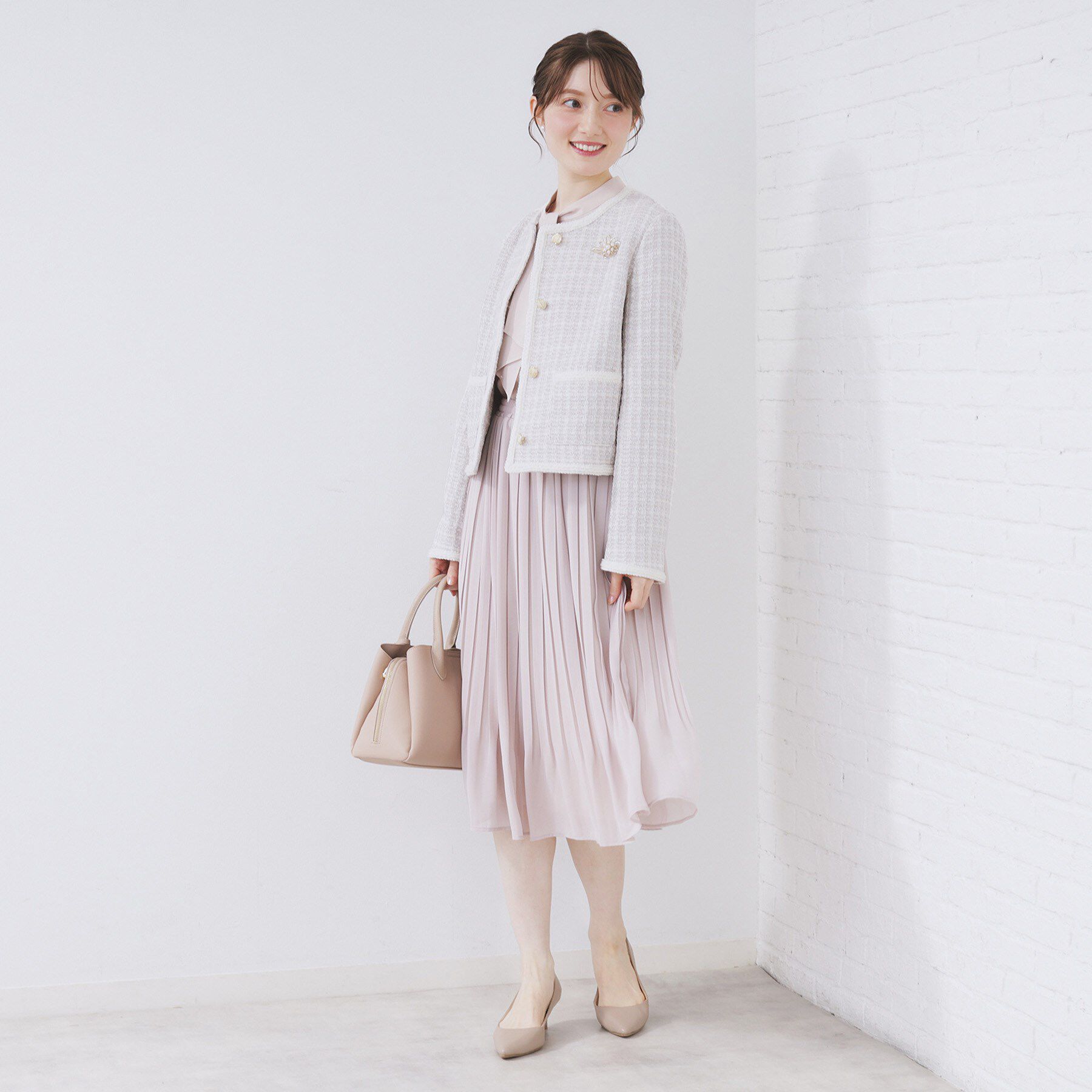 index「ファンシーツイードノーカラージャケット【洗える】」|ノーカラージャケット|