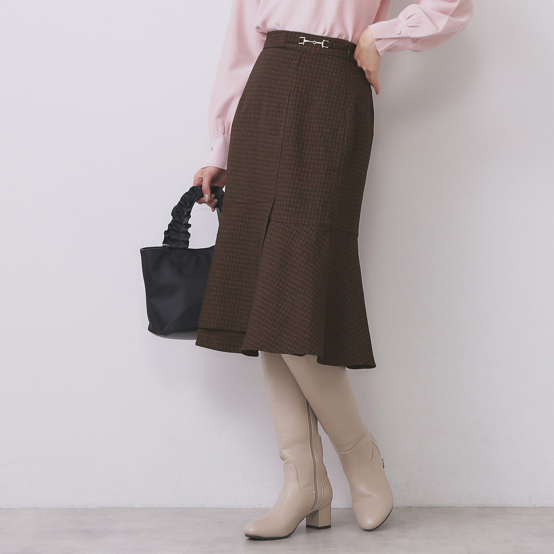 index「カルゼツイードアシメフレアスカート【洗濯機OK/防シワ/イージーアイロン/抗ピル】」|スカート|ブラウン(244)