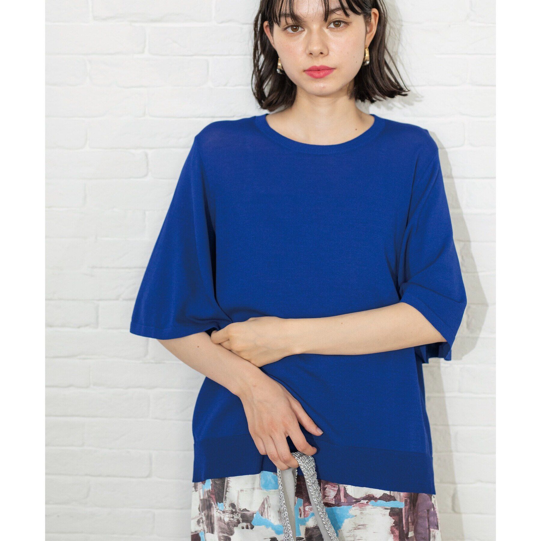 OPAQUE.CLIP「《6color》クールタッチフレアスリーブニット【洗濯機洗い可/UVケア/接触冷感/抗ピル】」|ニット・セーター|