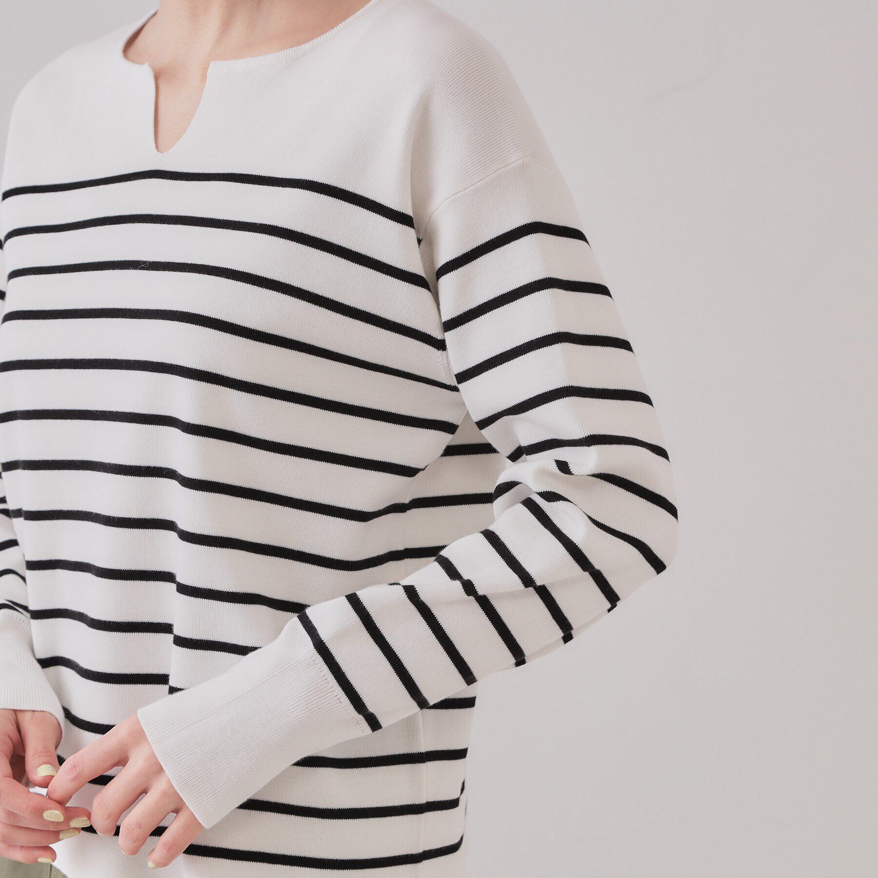 OPAQUE.CLIP「キーネックニット/オーガニックコツトン混【UV/洗濯機洗い可】」|ニット・セーター|