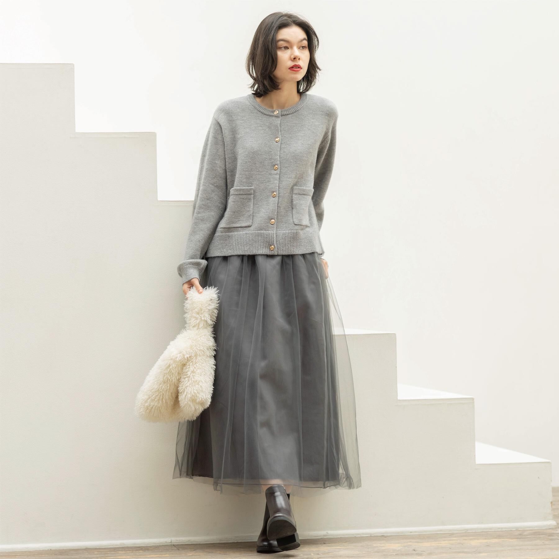 OPAQUE.CLIP「金ボタンラメニットカーディガン【洗濯機OK】」|カーディガン|