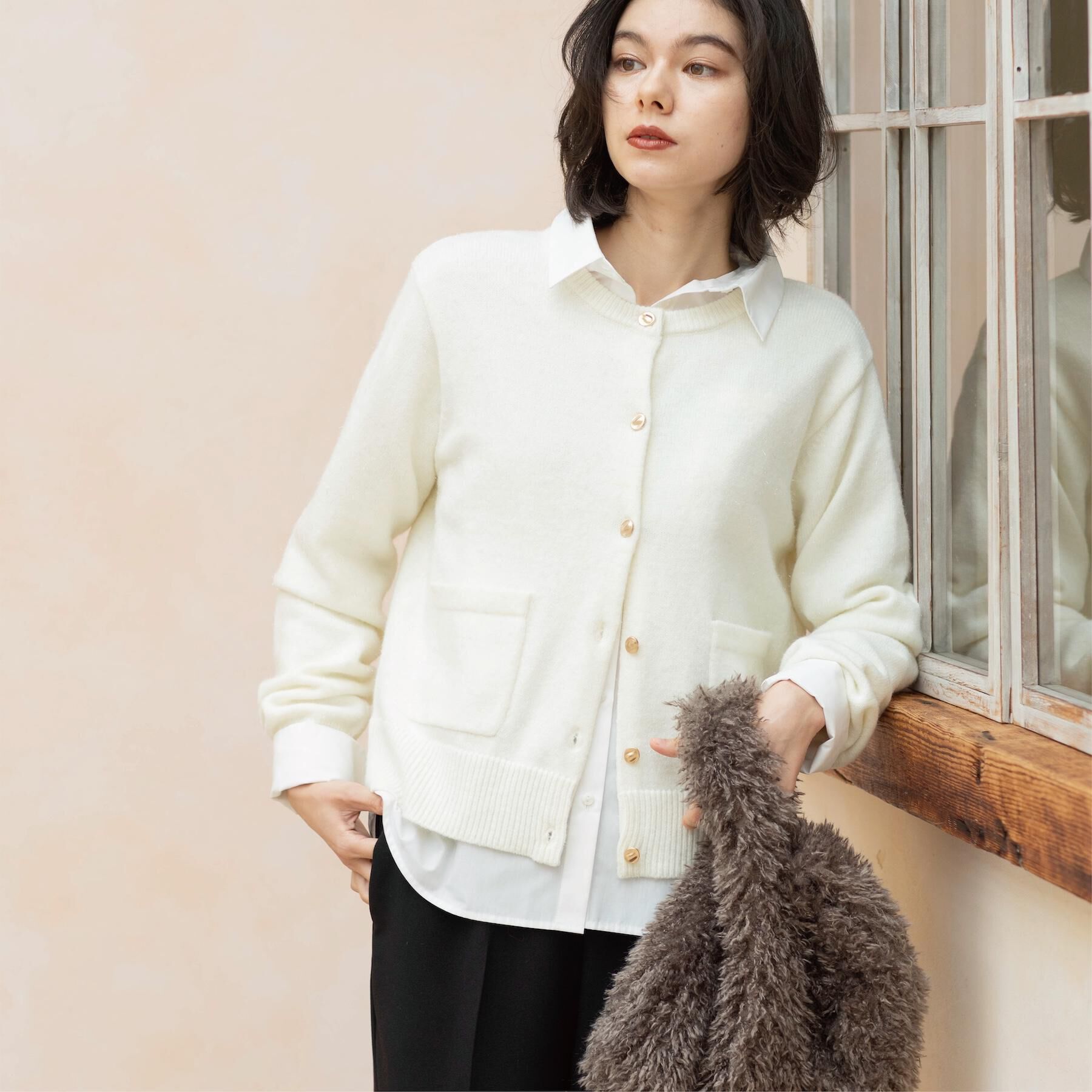 OPAQUE.CLIP「金ボタンラメニットカーディガン【洗濯機OK】」|カーディガン|