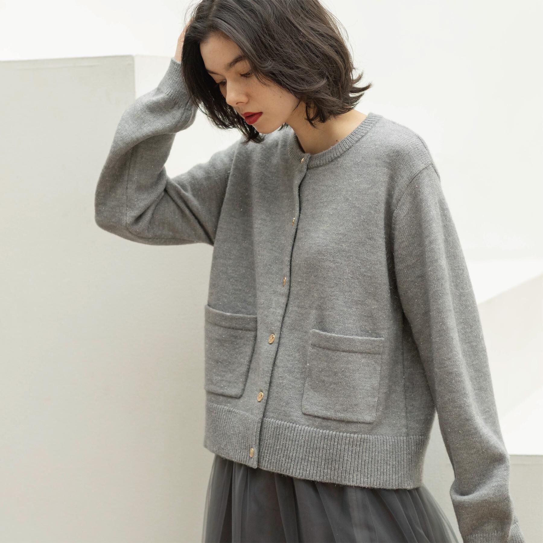 OPAQUE.CLIP「金ボタンラメニットカーディガン【洗濯機OK】」|カーディガン|