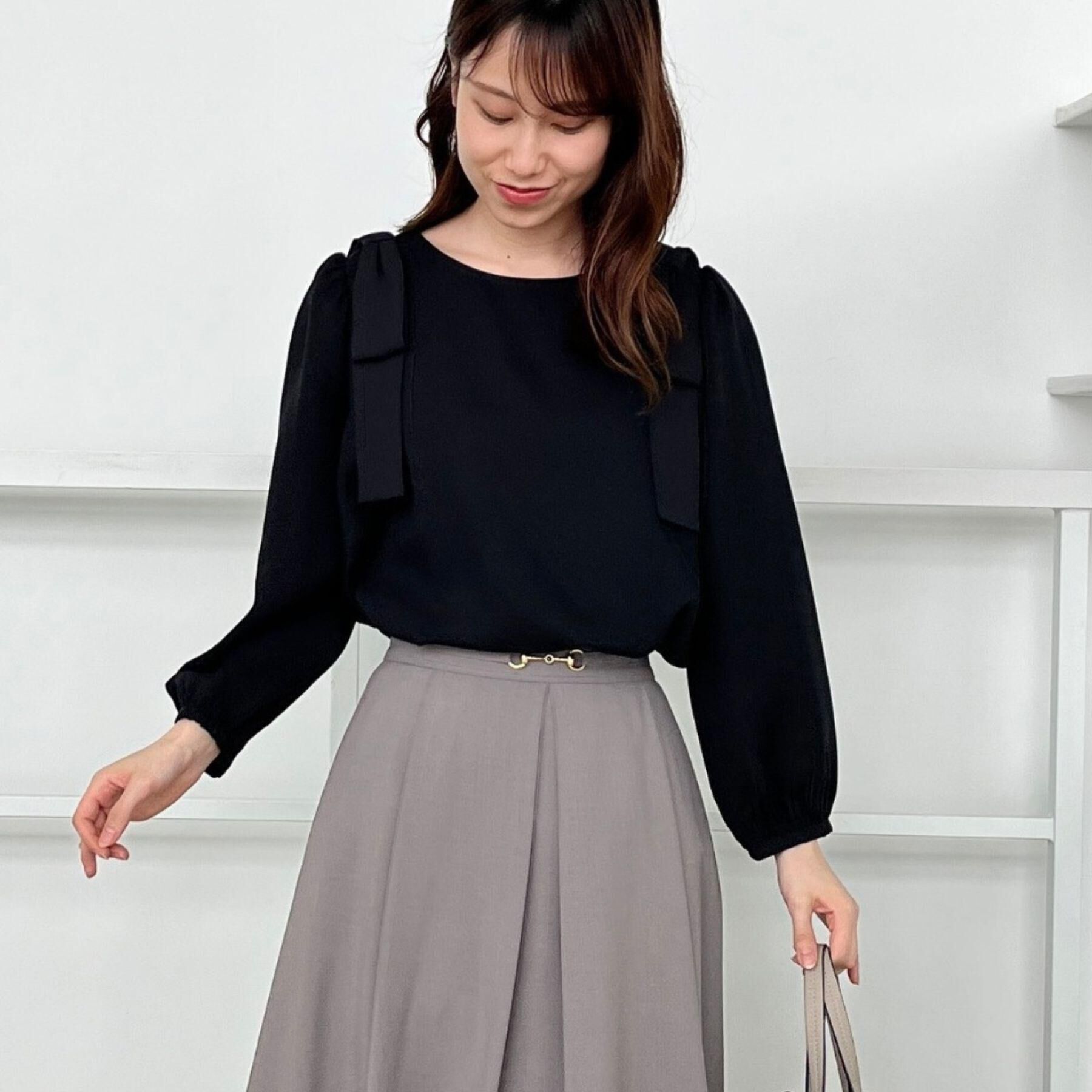 Couture broach「【フェミニン・通勤】肩リボンシフォンブラウス」|シャツ・ブラウス|