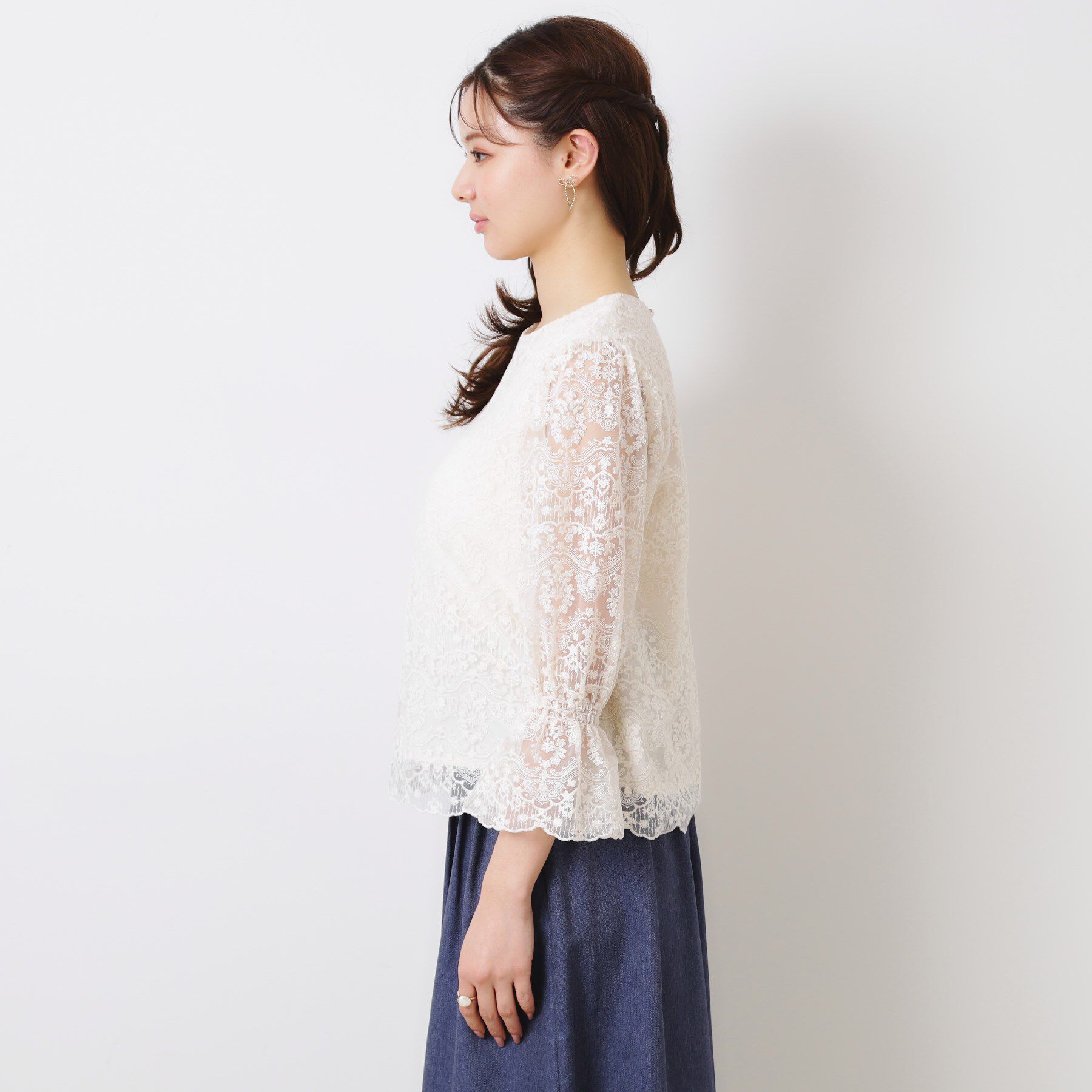 Couture broach「【一枚で着映える・華やか・通勤】エンブロチュール キャンディーズブラウス」|シャツ・ブラウス|