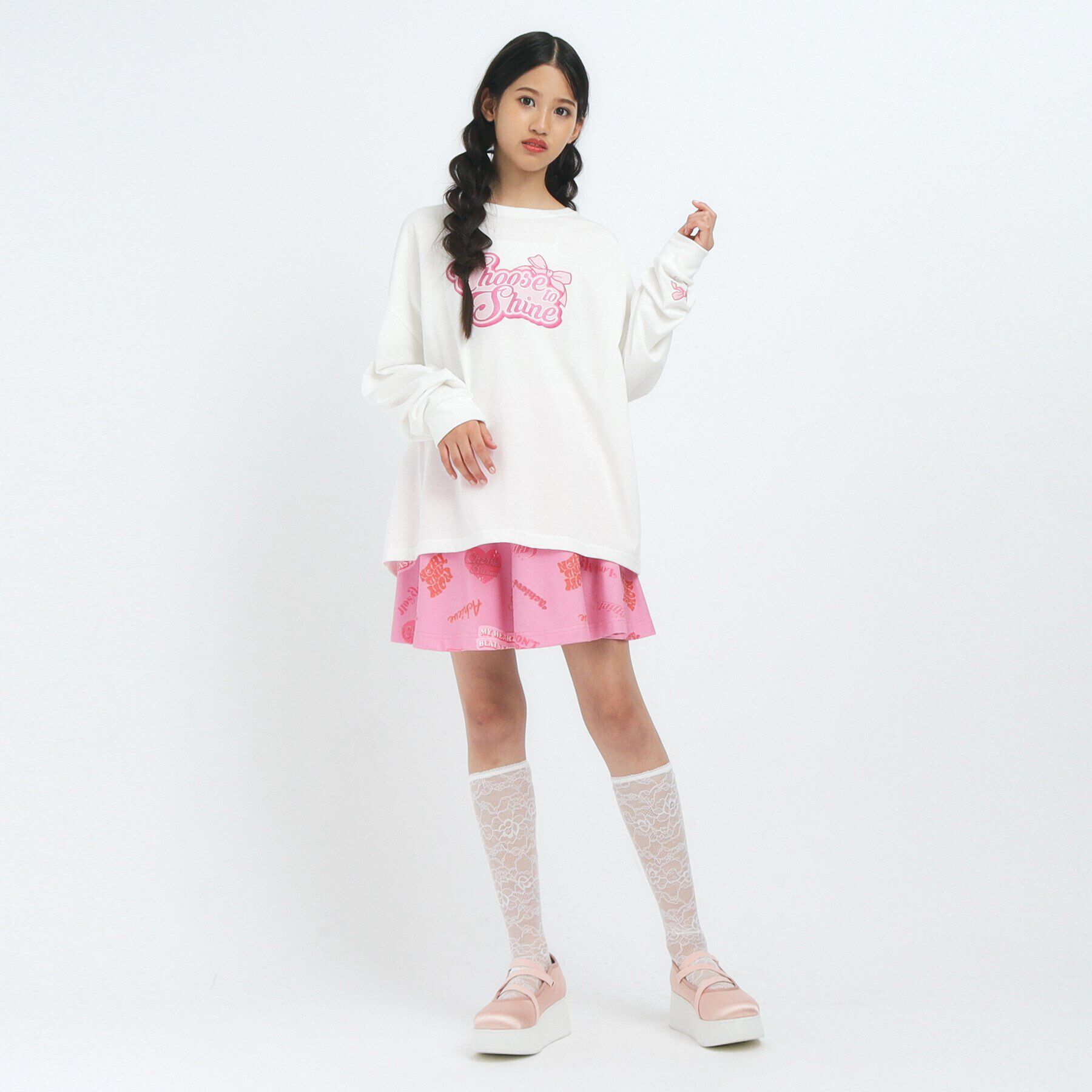 PINK-latte「【るーつくコラボ/ニコラ9月号掲載】総柄プリントフレアスカート」|スカート|