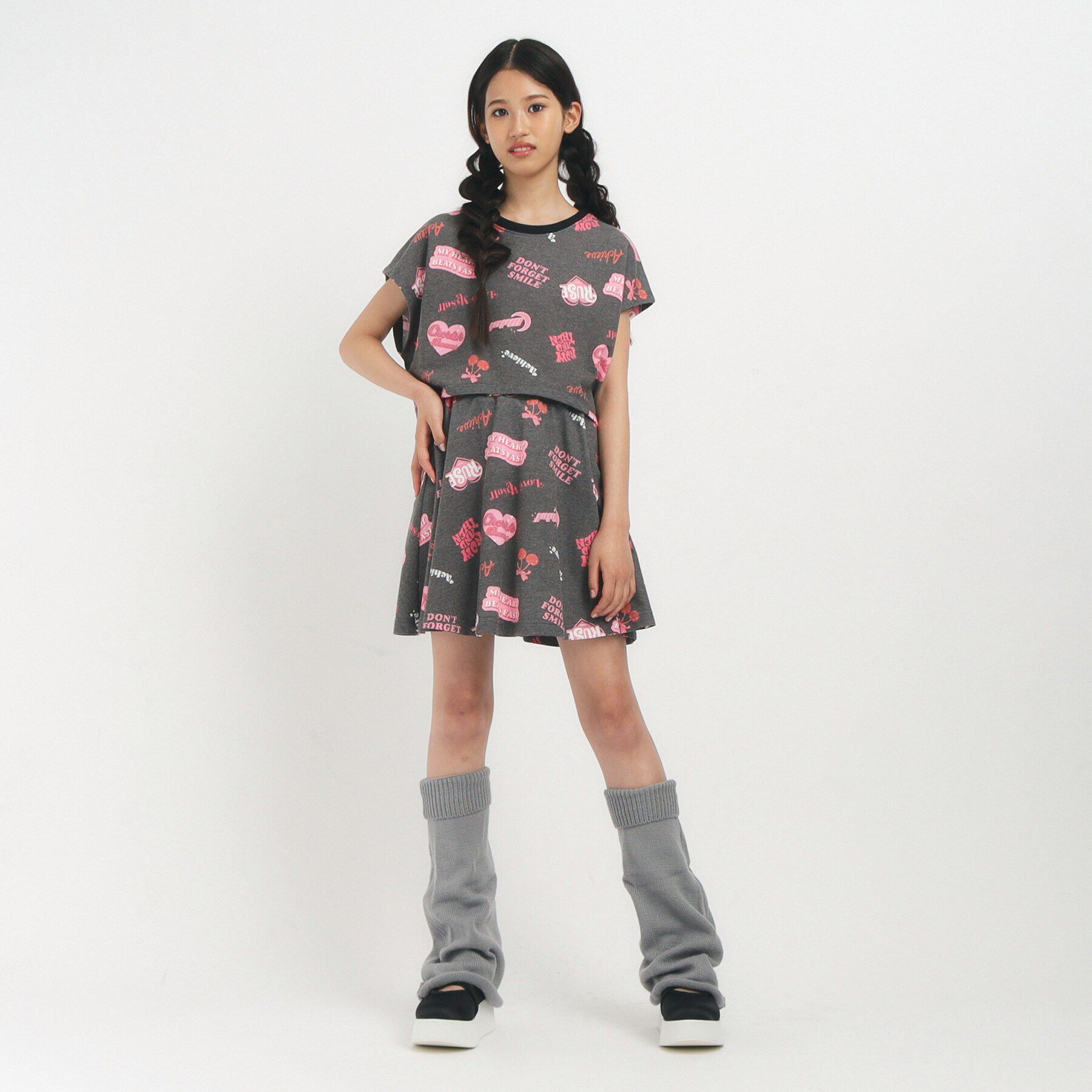 PINK-latte「【るーつくコラボ/ニコラ9月号掲載】総柄プリントフレアスカート」|スカート|