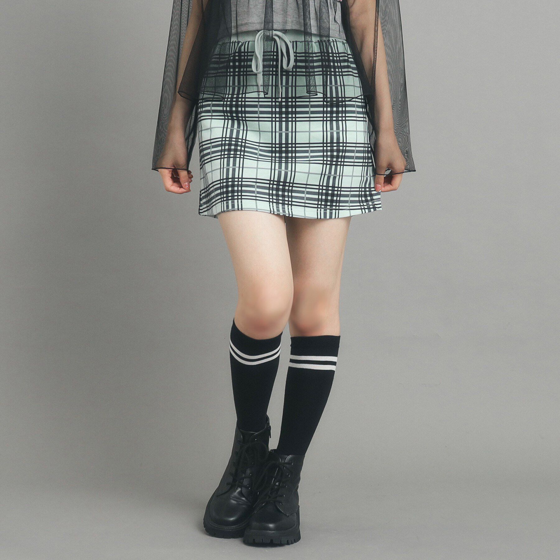 PINK-latte「【130cmあり/インナー付き】チェックミニスカート」|スカート|