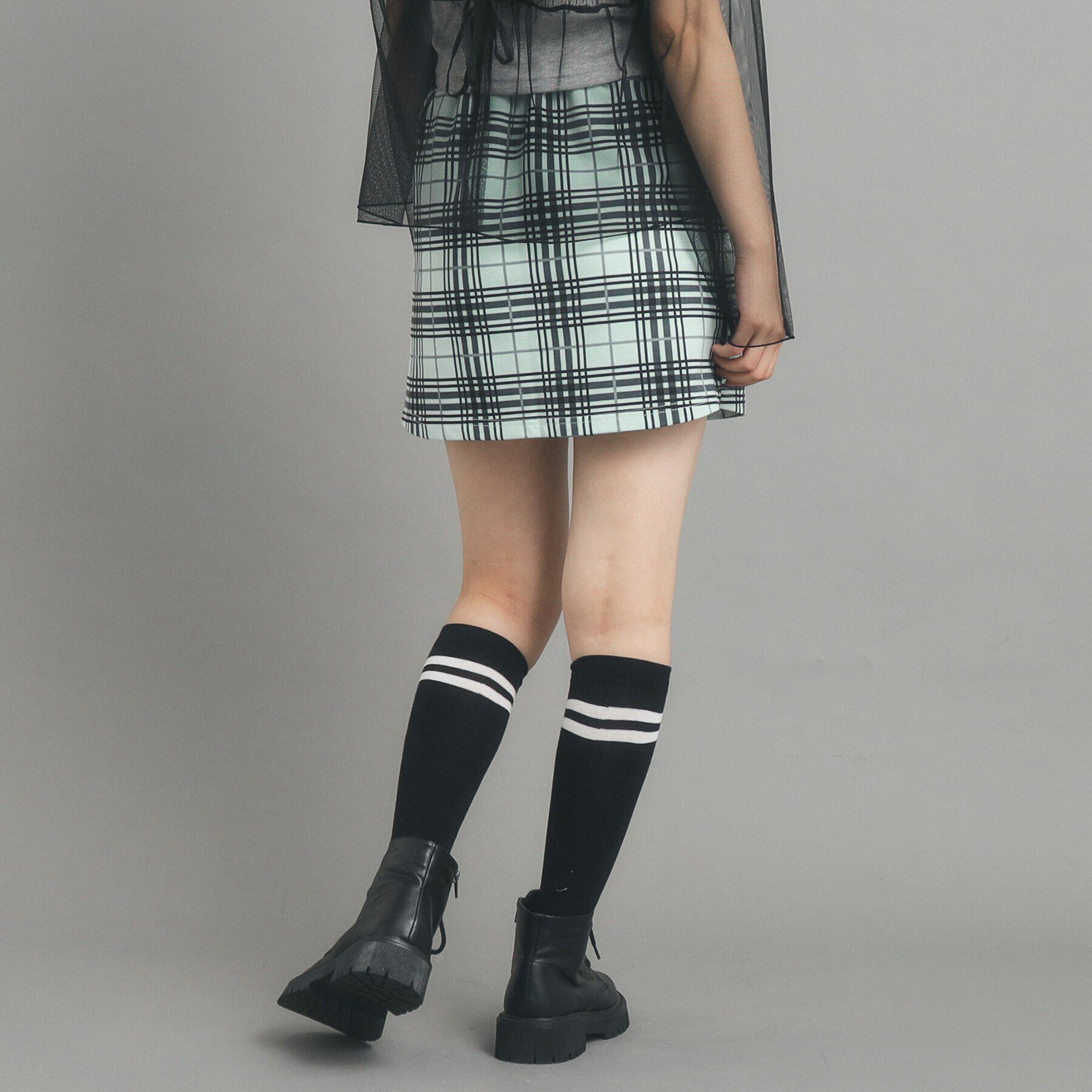 PINK-latte「【130cmあり/インナー付き】チェックミニスカート」|スカート|