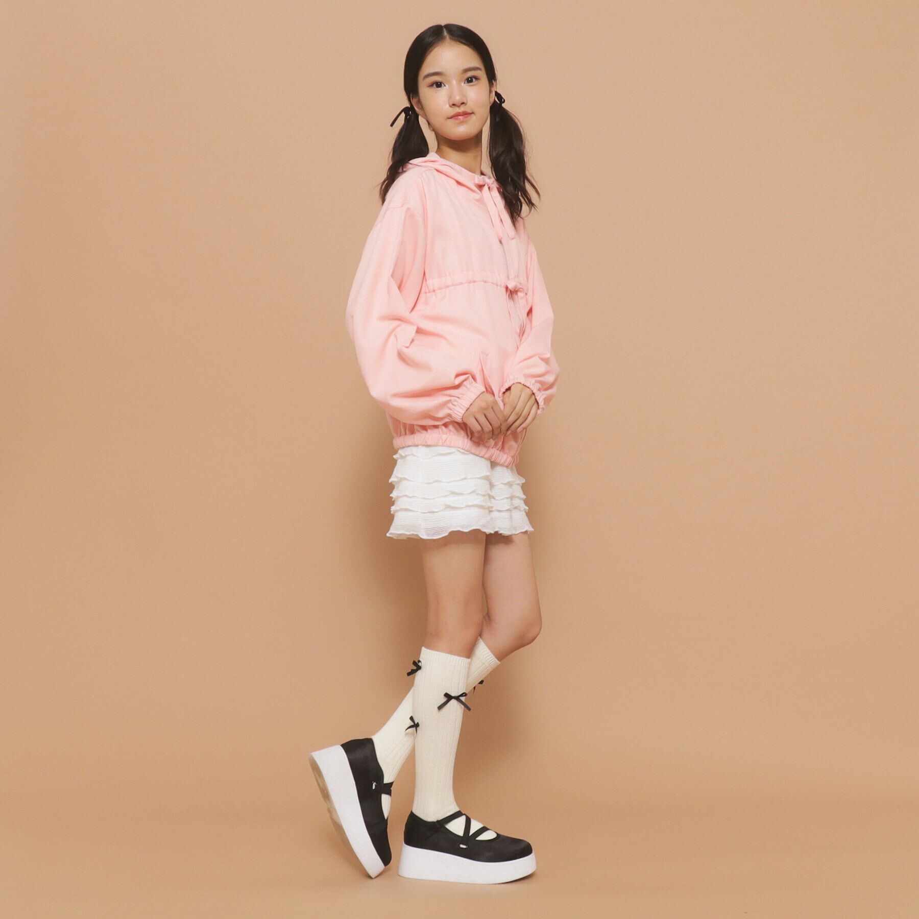 PINK-latte「【130cmあり／インナー付き】ティアードフリルミニスカート」|スカート|