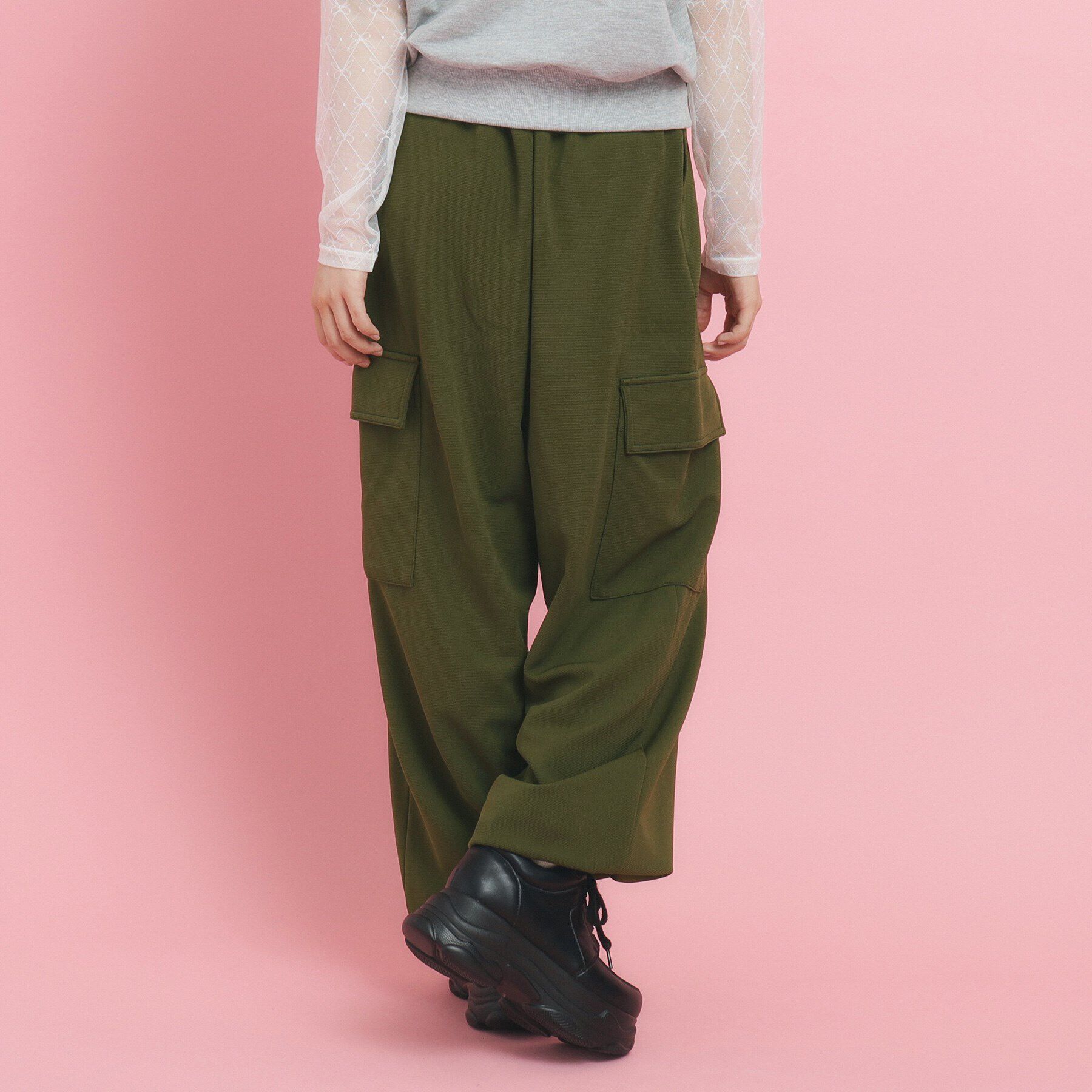 PINK-latte「【きれい見えシルエット】とろみカーゴパンツ」|その他|