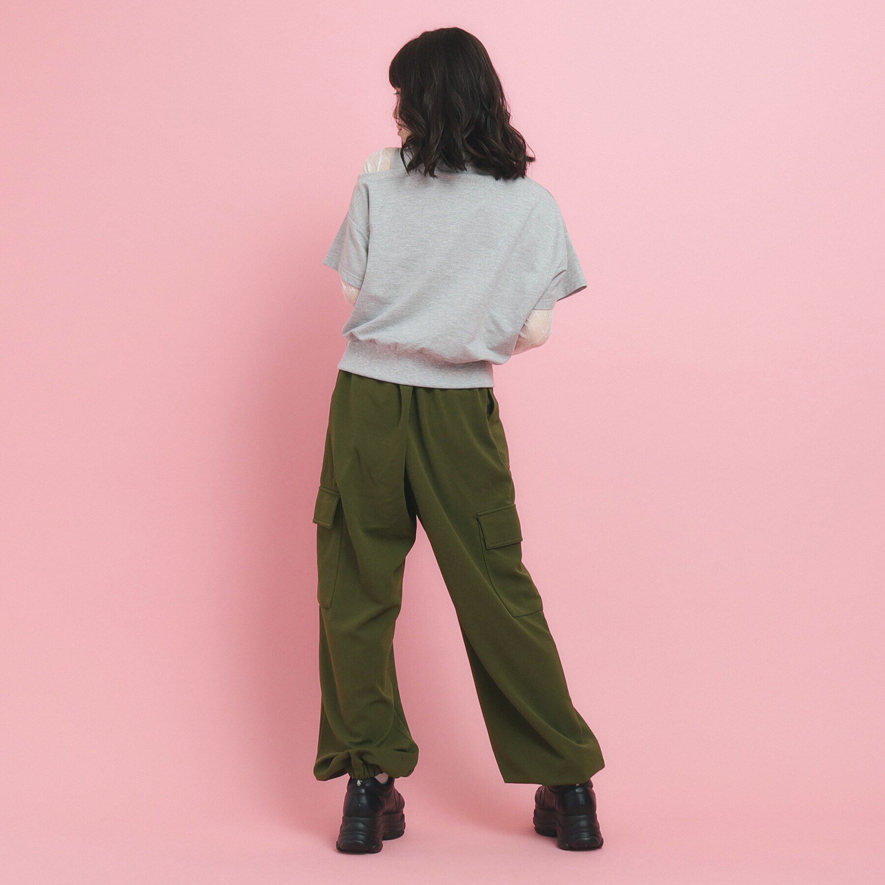 PINK-latte「【きれい見えシルエット】とろみカーゴパンツ」|その他|