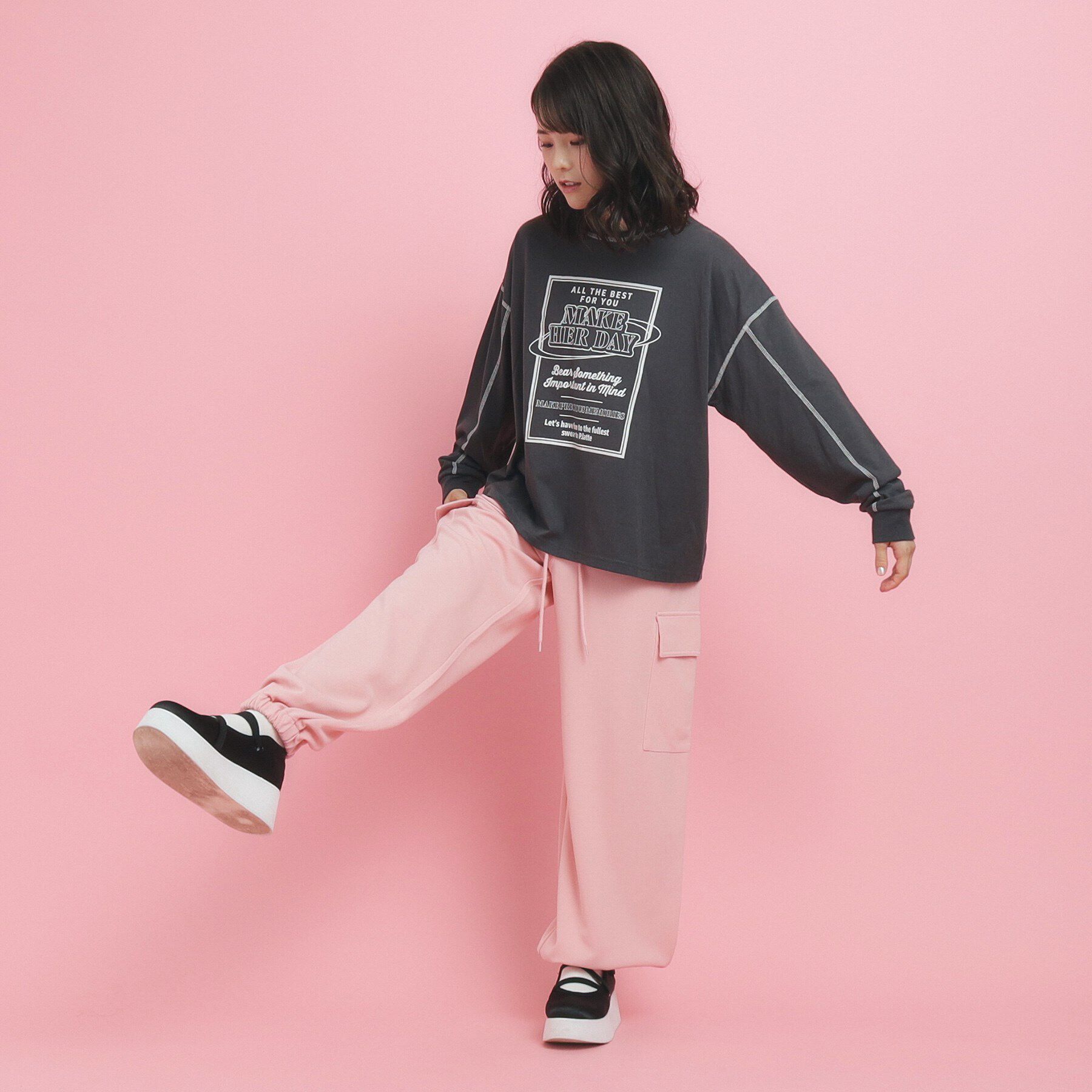 PINK-latte「【きれい見えシルエット】とろみカーゴパンツ」|その他|