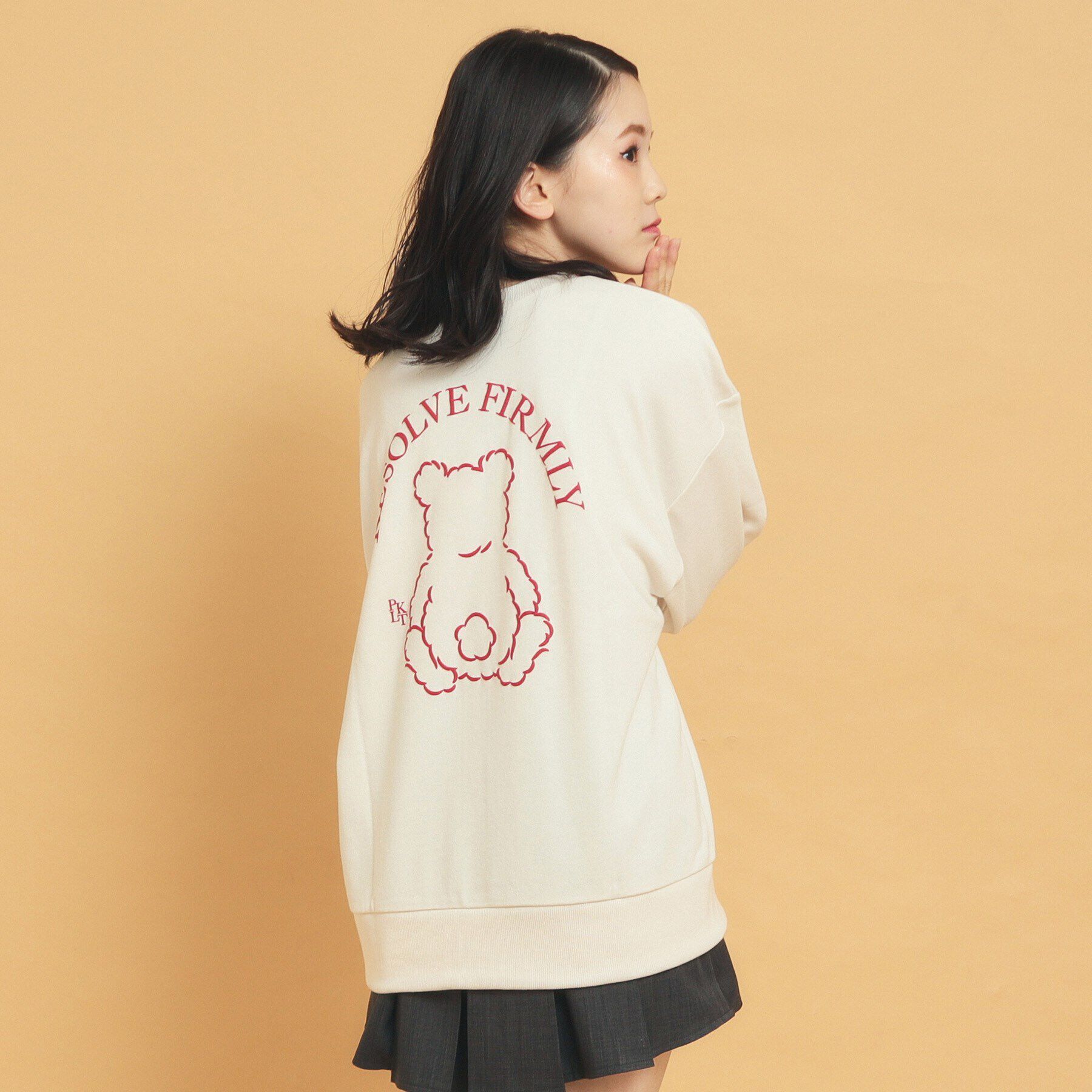 PINK-latte「秋冬マストアイテム クマ裏毛スウェット」|Tシャツ・カットソー|アイボリー(004)