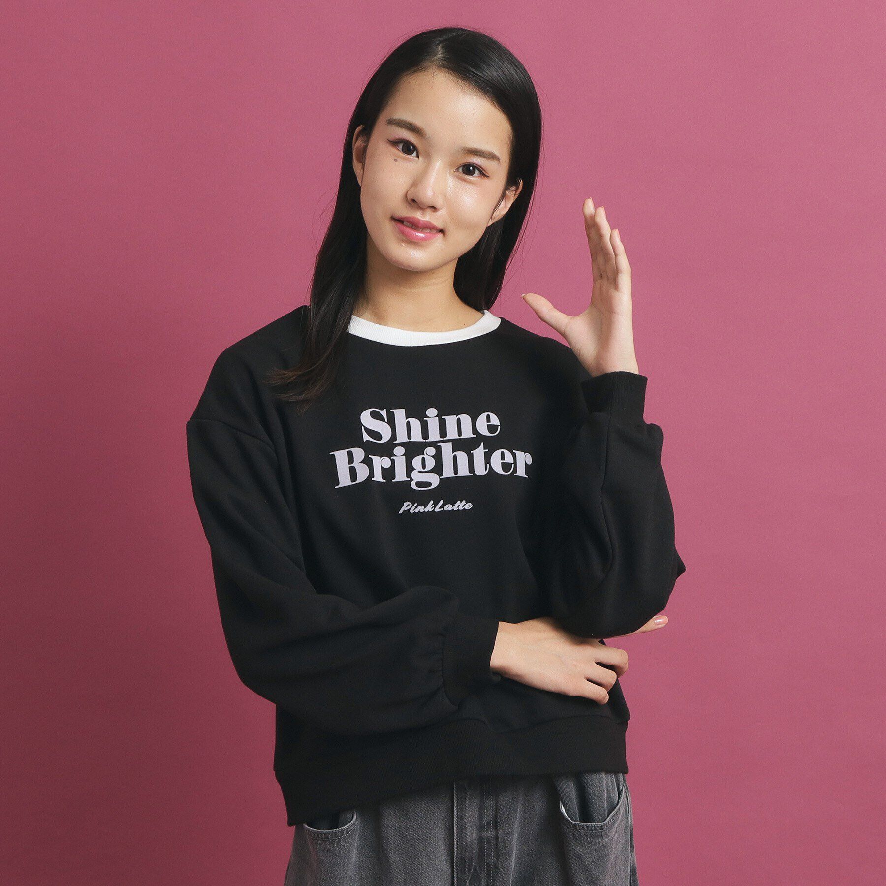 PINK-latte「リンガー裏毛プルオーバー」|Tシャツ・カットソー|