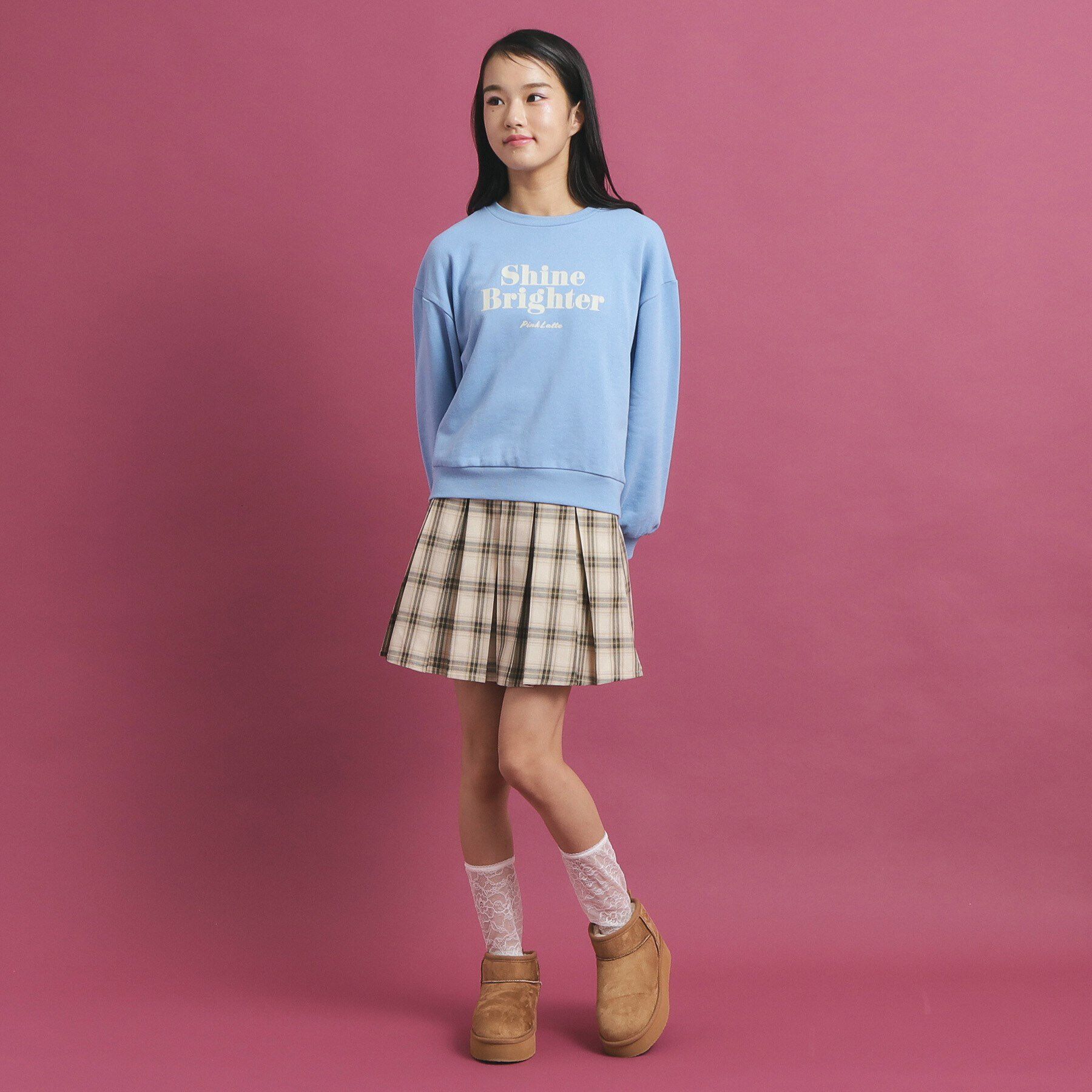 PINK-latte「リンガー裏毛プルオーバー」|Tシャツ・カットソー|