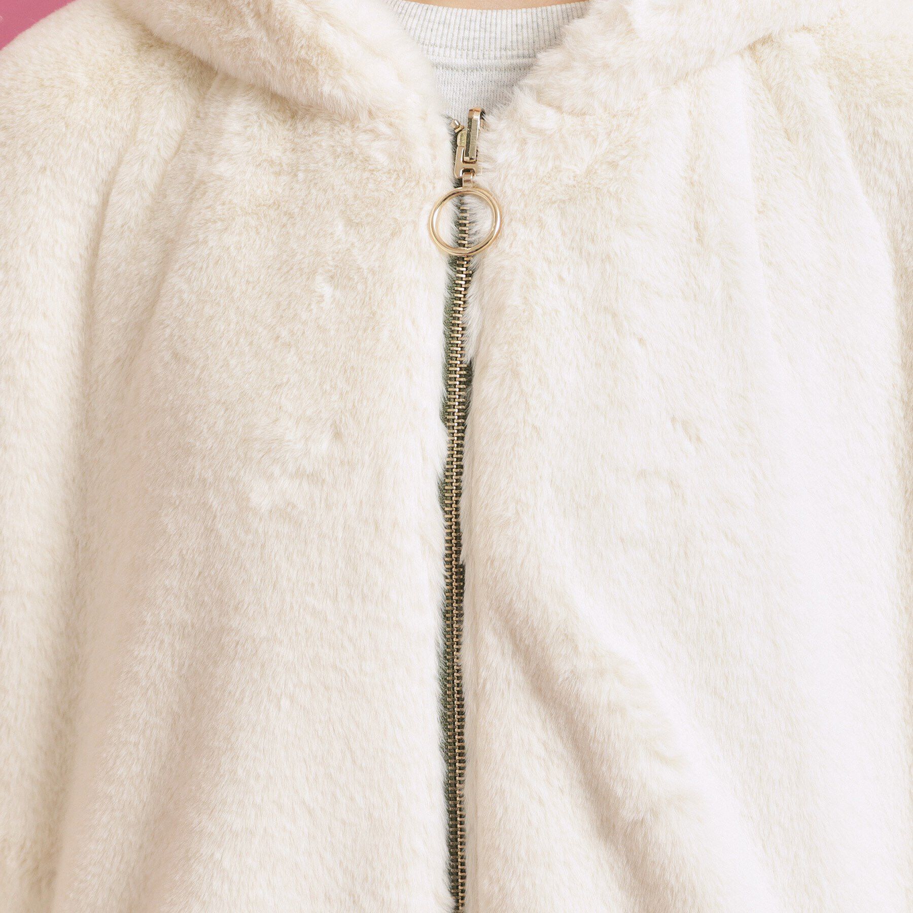 PINK-latte「【フーディ付き】モコモコ リバーシブルエコファー」|ブルゾン・スタジャン|