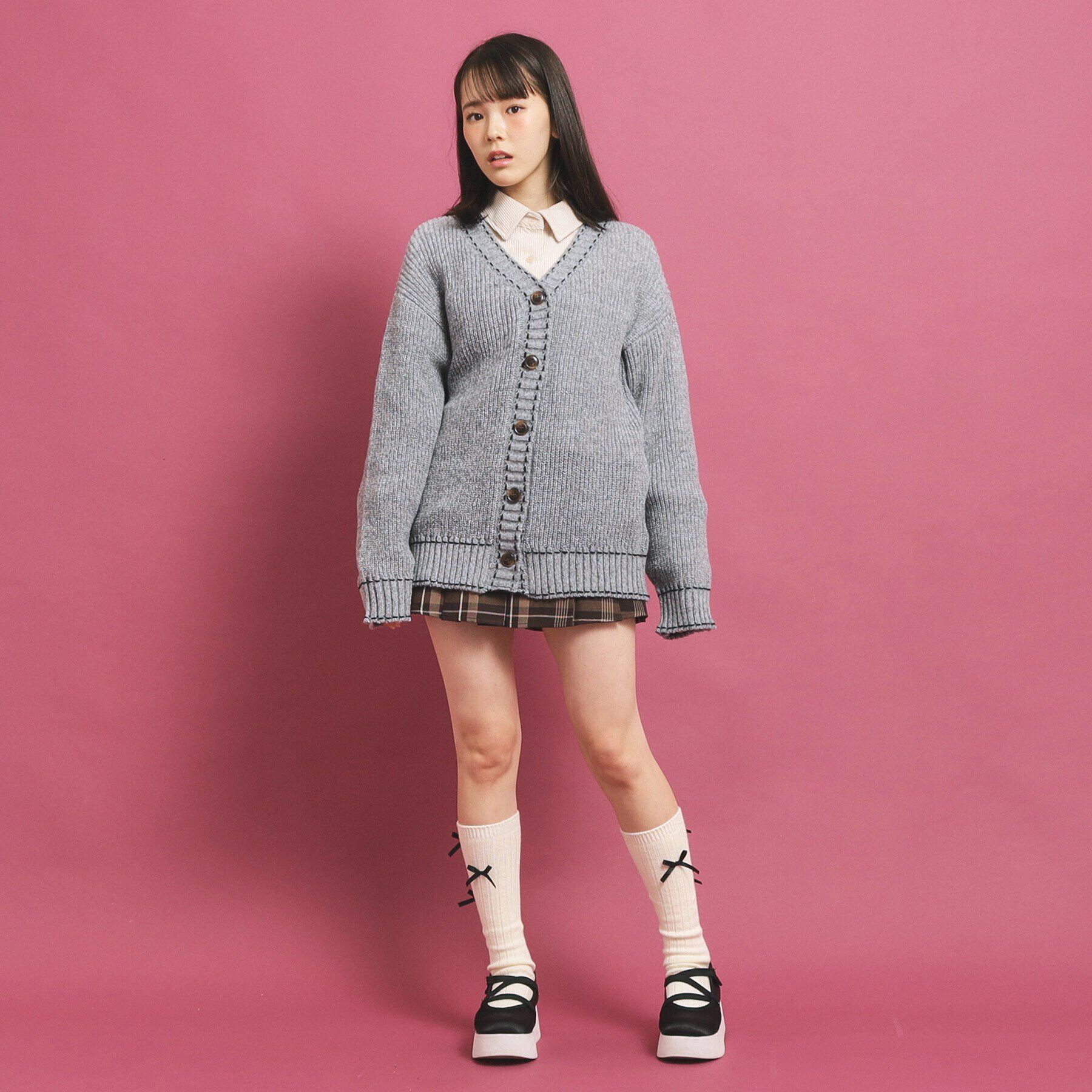 PINK-latte「モヘヤタッチニットカーディガン」|カーディガン|