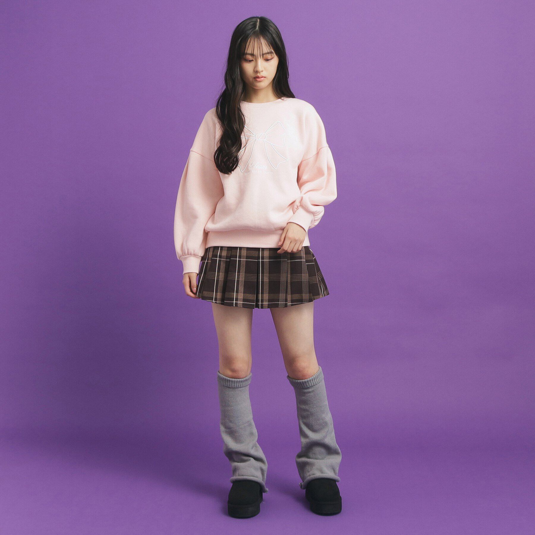 PINK-latte「リボン立体刺繍裏起毛プルオーバー」|その他|