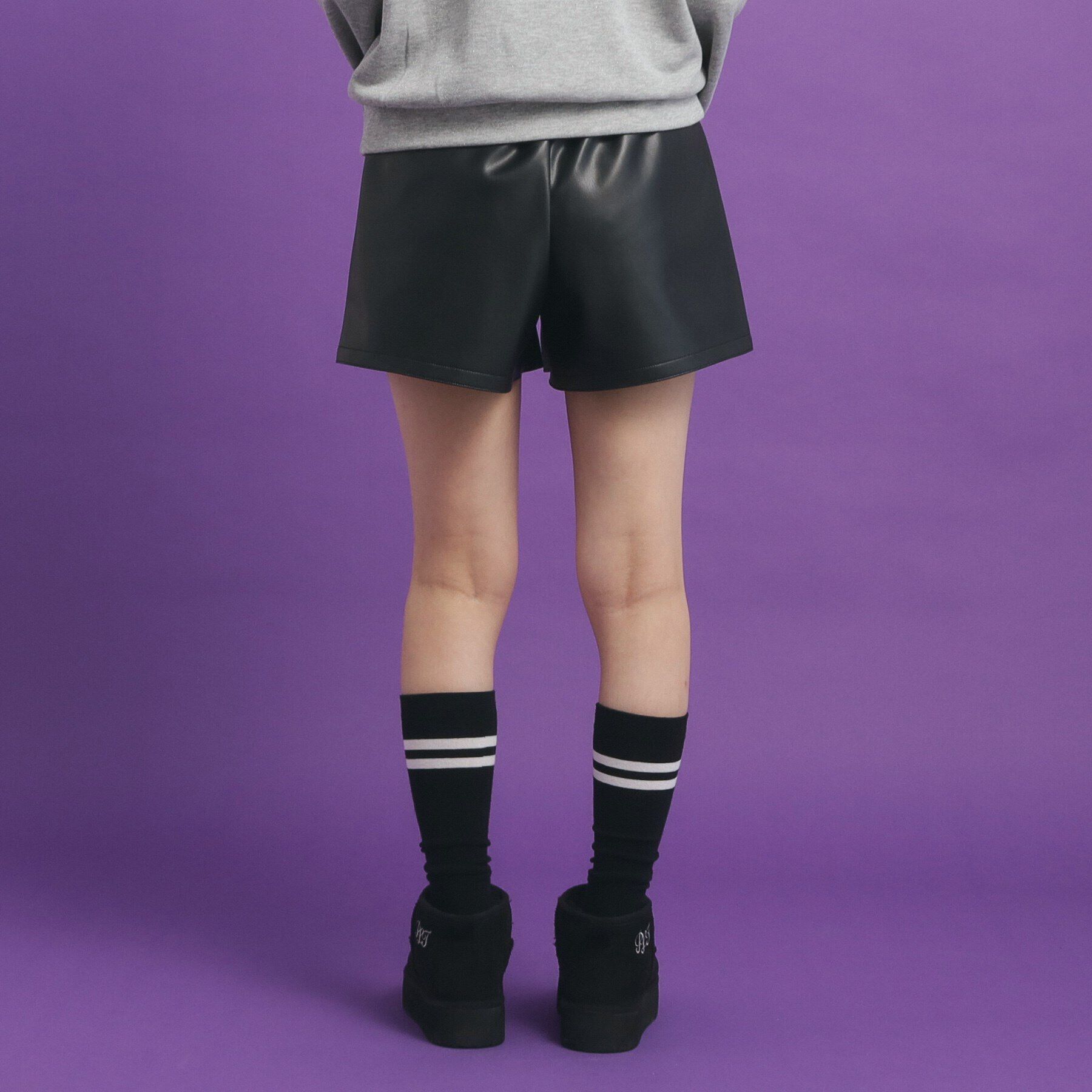 PINK-latte「合皮ショートパンツ」|キュロット|