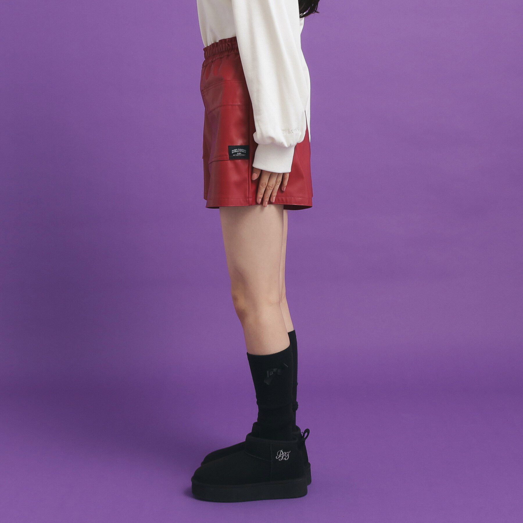 PINK-latte「合皮ショートパンツ」|キュロット|