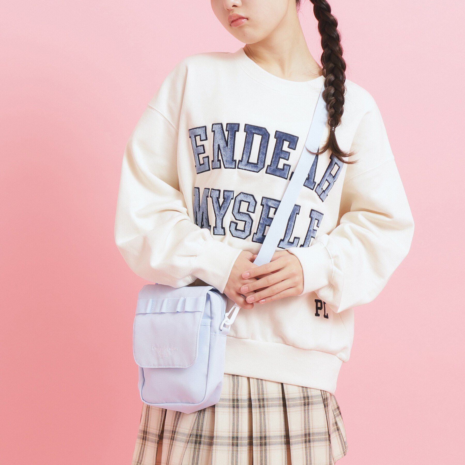 PINK-latte「2ポケ縦型ショルダー」|ショルダー・メッセンジャー|ブルー(091)